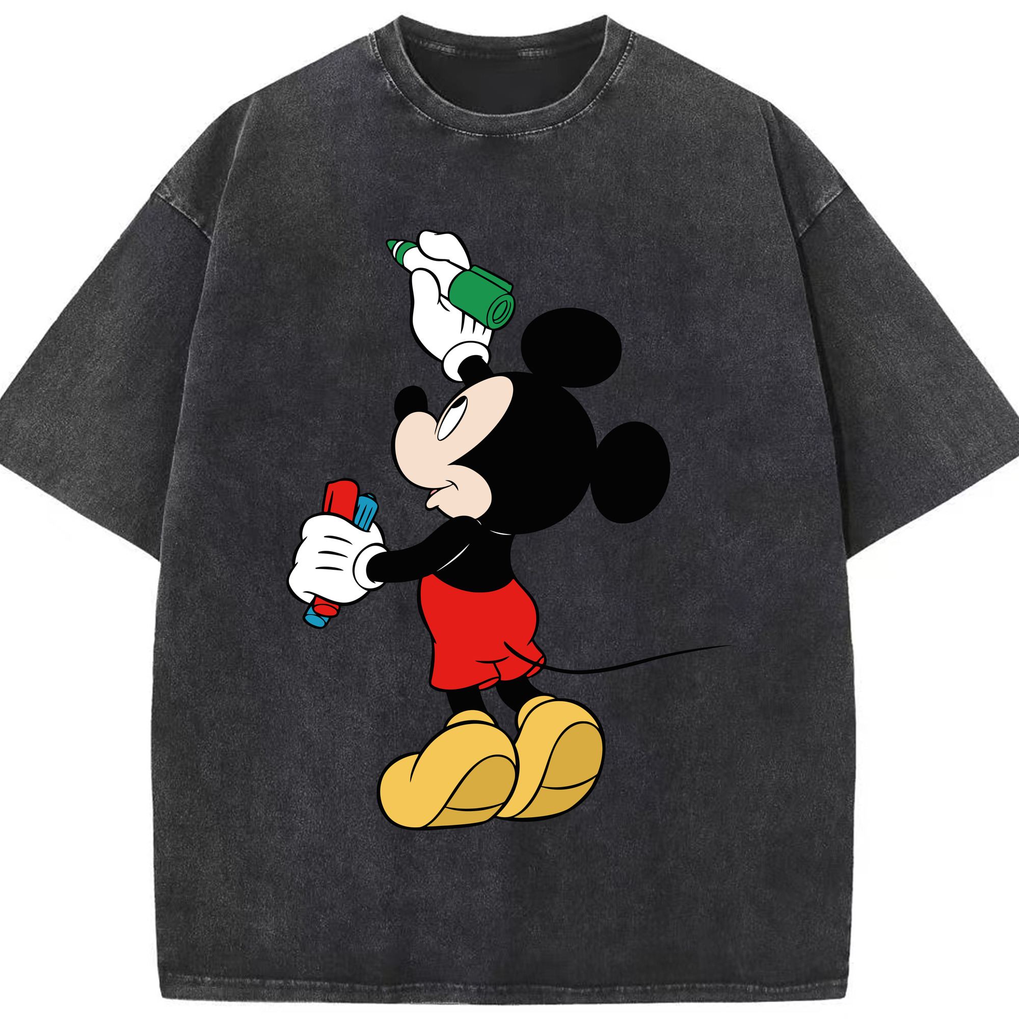 （画像用） ミッキーマウス Mickey Mouse 綿100% ヴィンテージ風 半袖Tシャツ（フロントプリント）