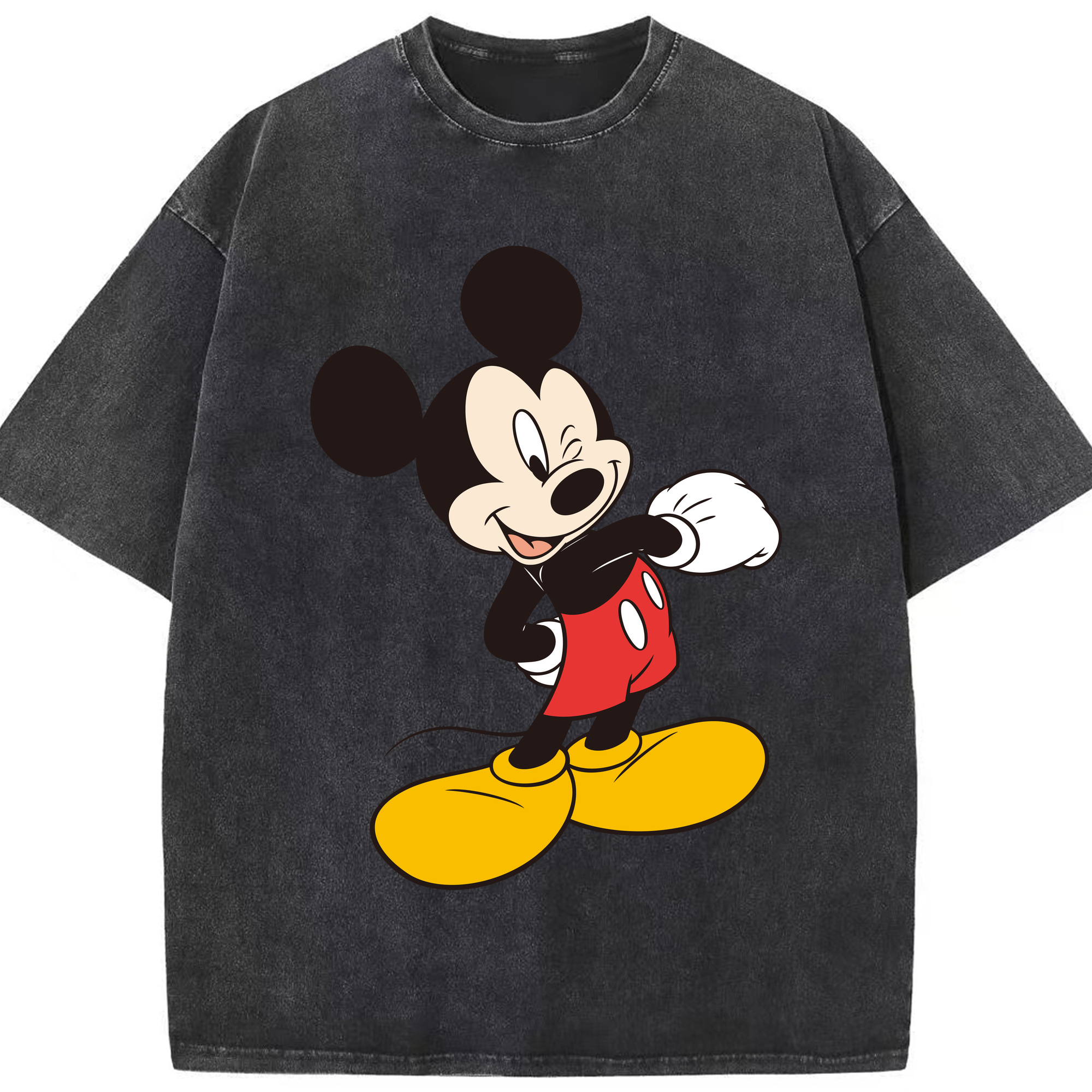 （画像用） ミッキーマウス Mickey Mouse 綿100% ヴィンテージ風 半袖Tシャツ（フロントプリント）