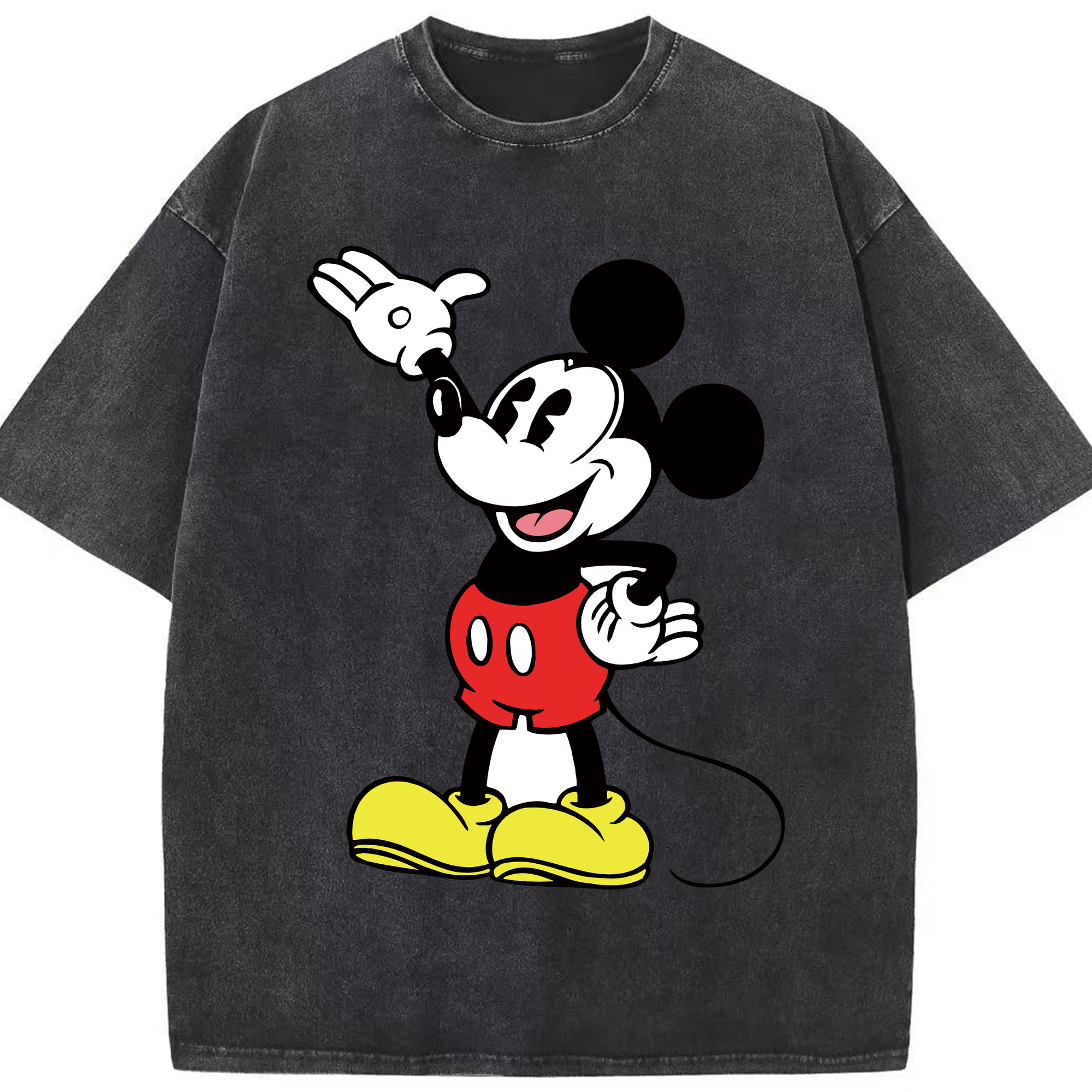 （画像用） ミッキーマウス Mickey Mouse 綿100% ヴィンテージ風 半袖Tシャツ（フロントプリント）