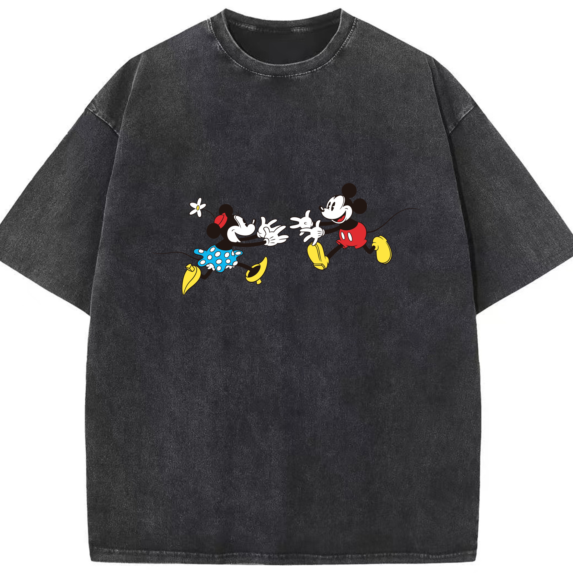 （画像用） ミッキーマウス Mickey Mouse 綿100% ヴィンテージ風 半袖Tシャツ（フロントプリント）