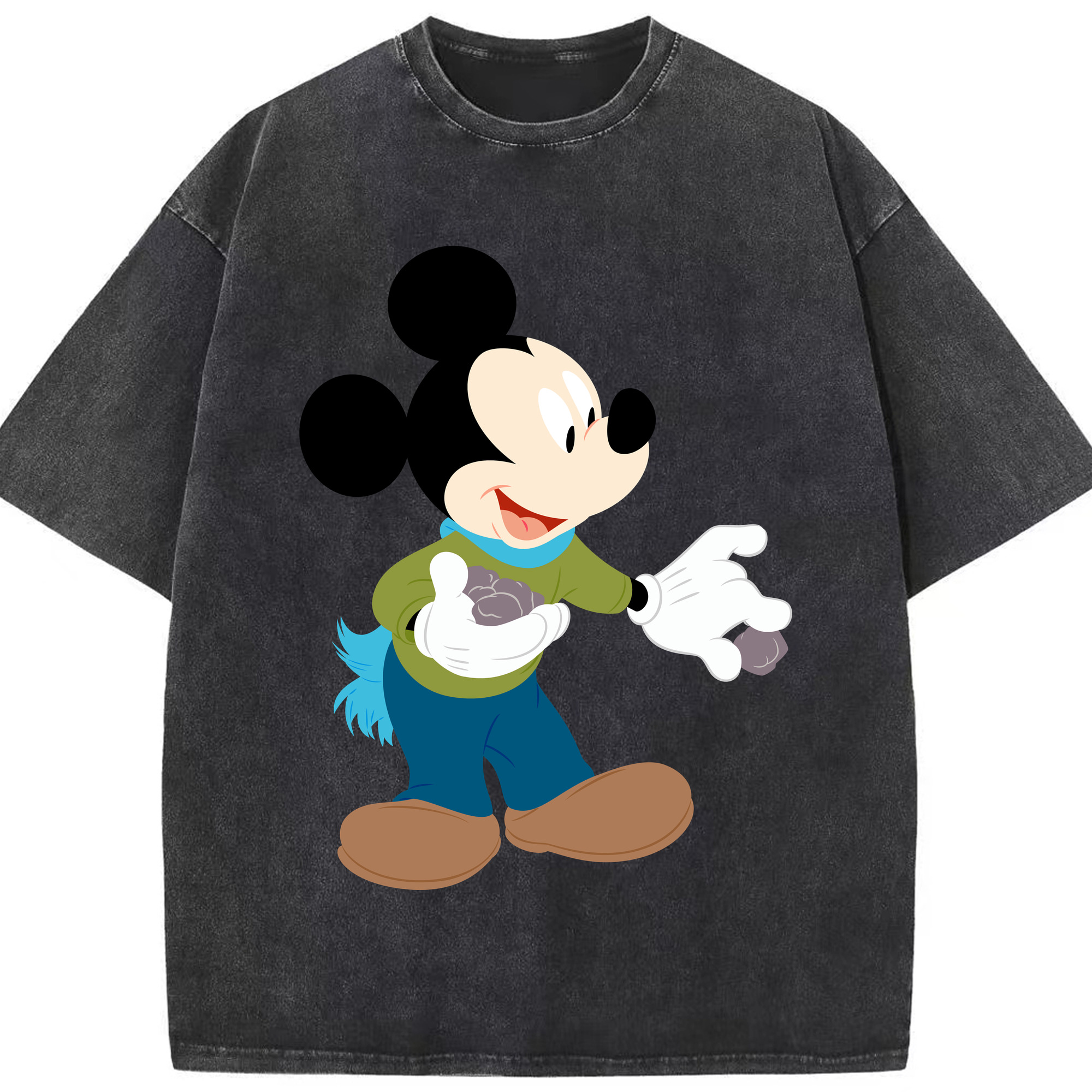 （画像用） ミッキーマウス Mickey Mouse 綿100% ヴィンテージ風 半袖Tシャツ（フロントプリント）