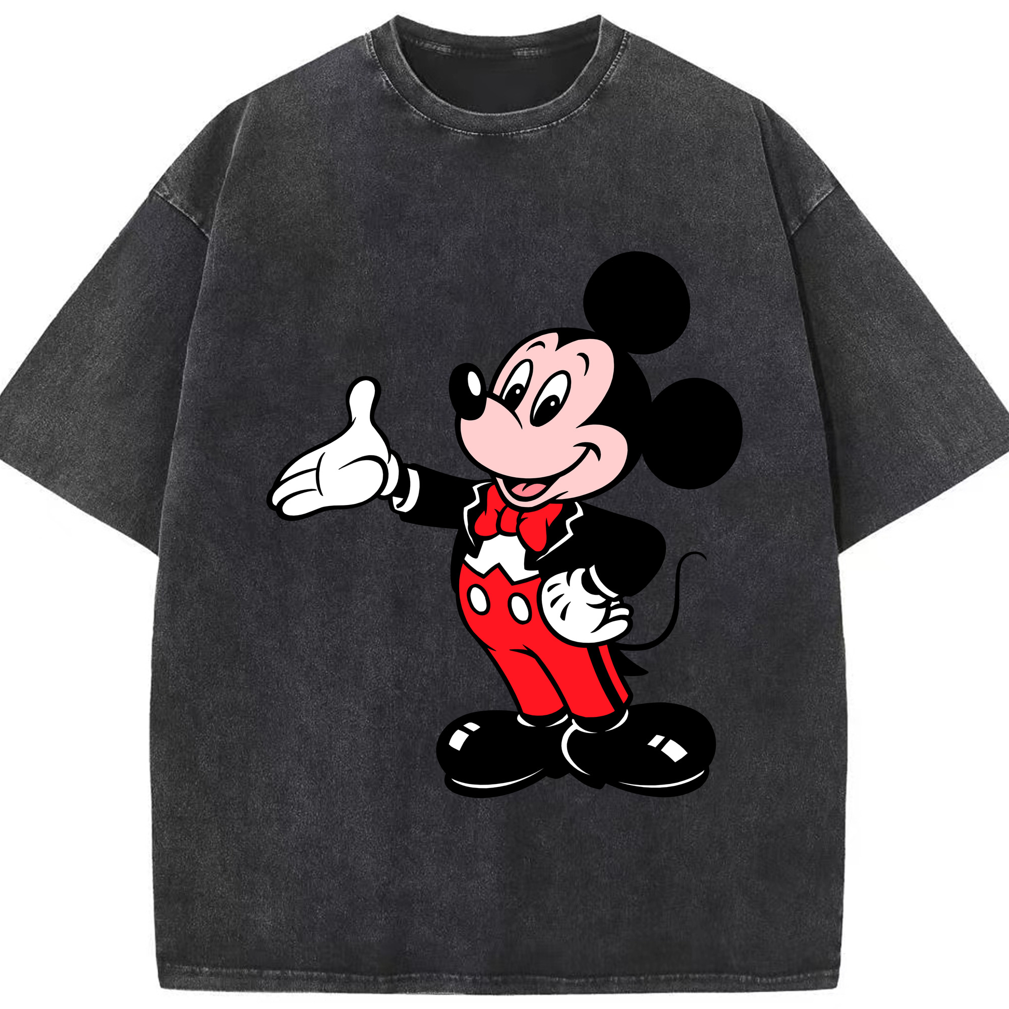（画像用） ミッキーマウス Mickey Mouse 綿100% ヴィンテージ風 半袖Tシャツ（フロントプリント）