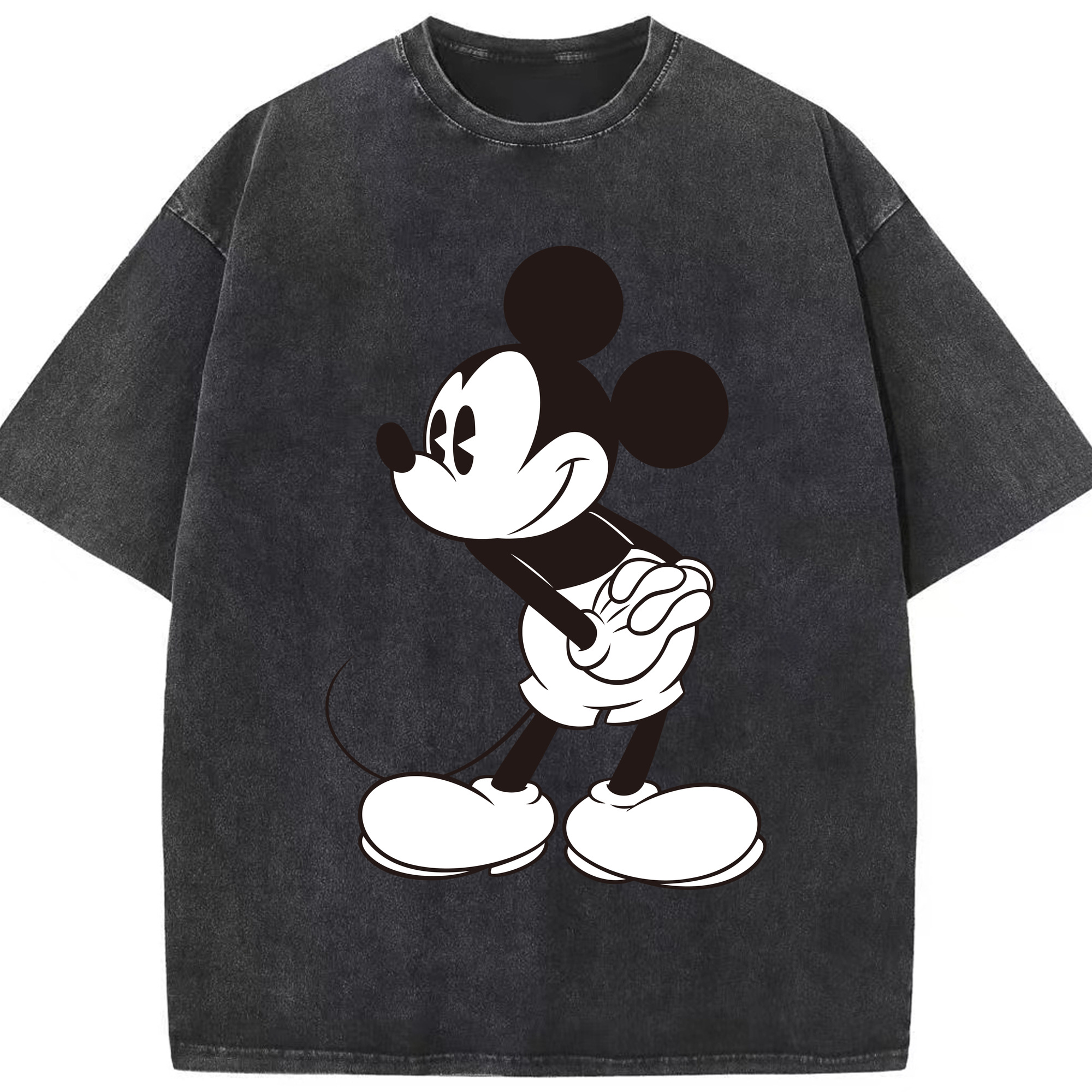 （画像用） ミッキーマウス Mickey Mouse 綿100% ヴィンテージ風 半袖Tシャツ（フロントプリント）