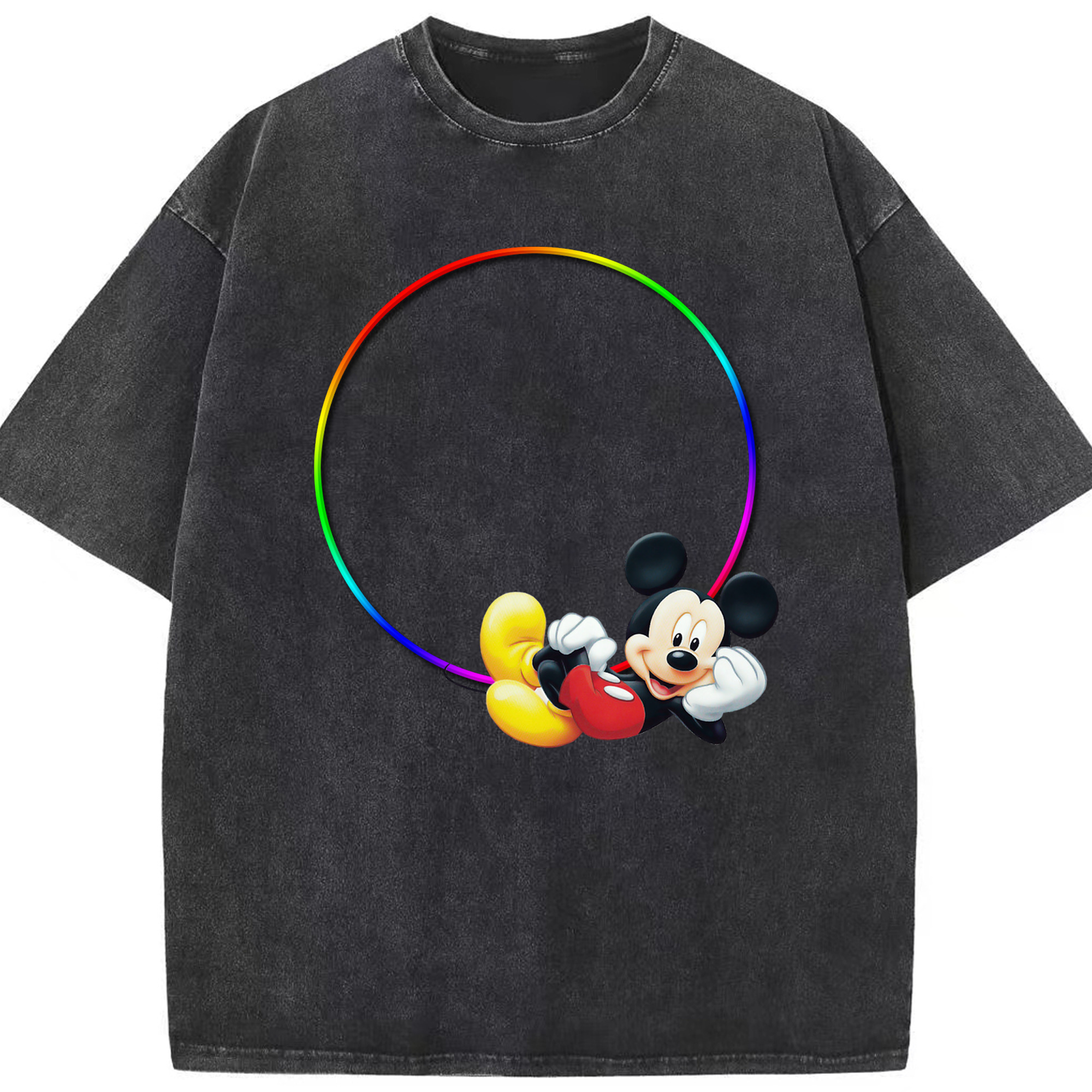 （画像用） ミッキーマウス Mickey Mouse 綿100% ヴィンテージ風 半袖Tシャツ（フロントプリント）