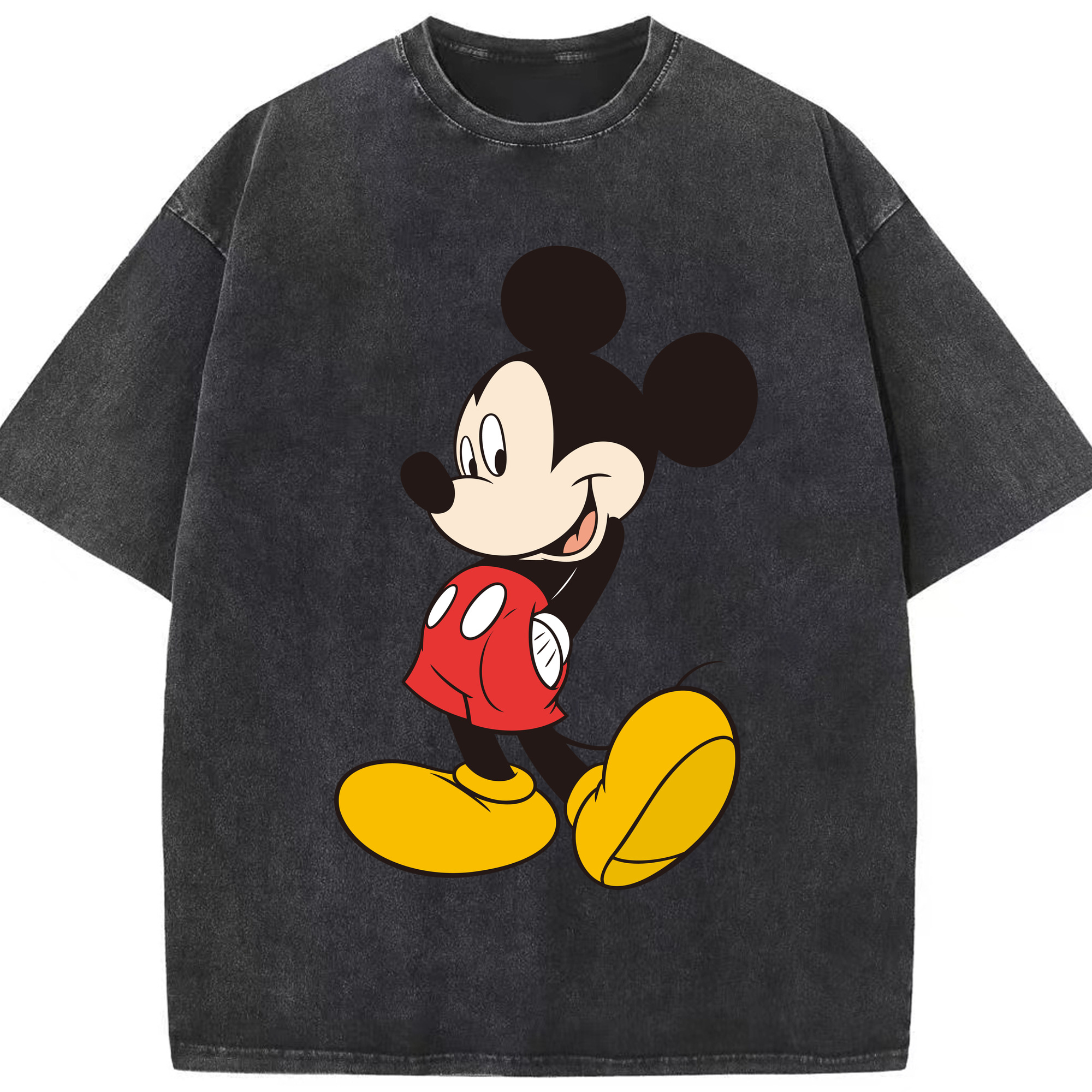 （画像用） ミッキーマウス Mickey Mouse 綿100% ヴィンテージ風 半袖Tシャツ（フロントプリント）