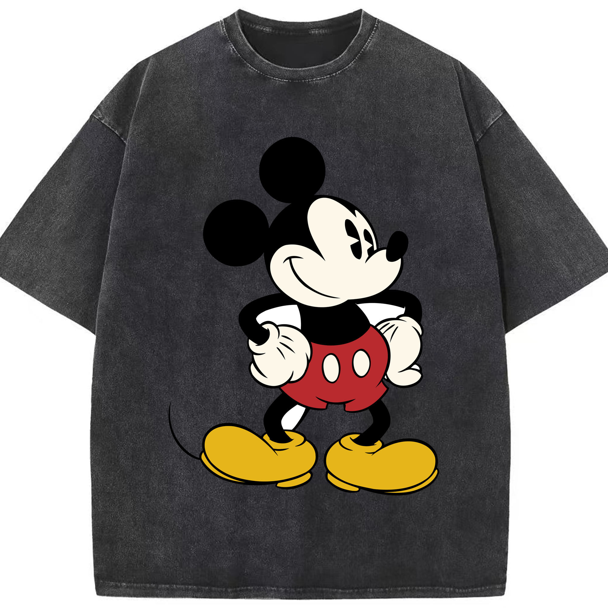 （画像用） ミッキーマウス Mickey Mouse 綿100% ヴィンテージ風 半袖Tシャツ（フロントプリント）
