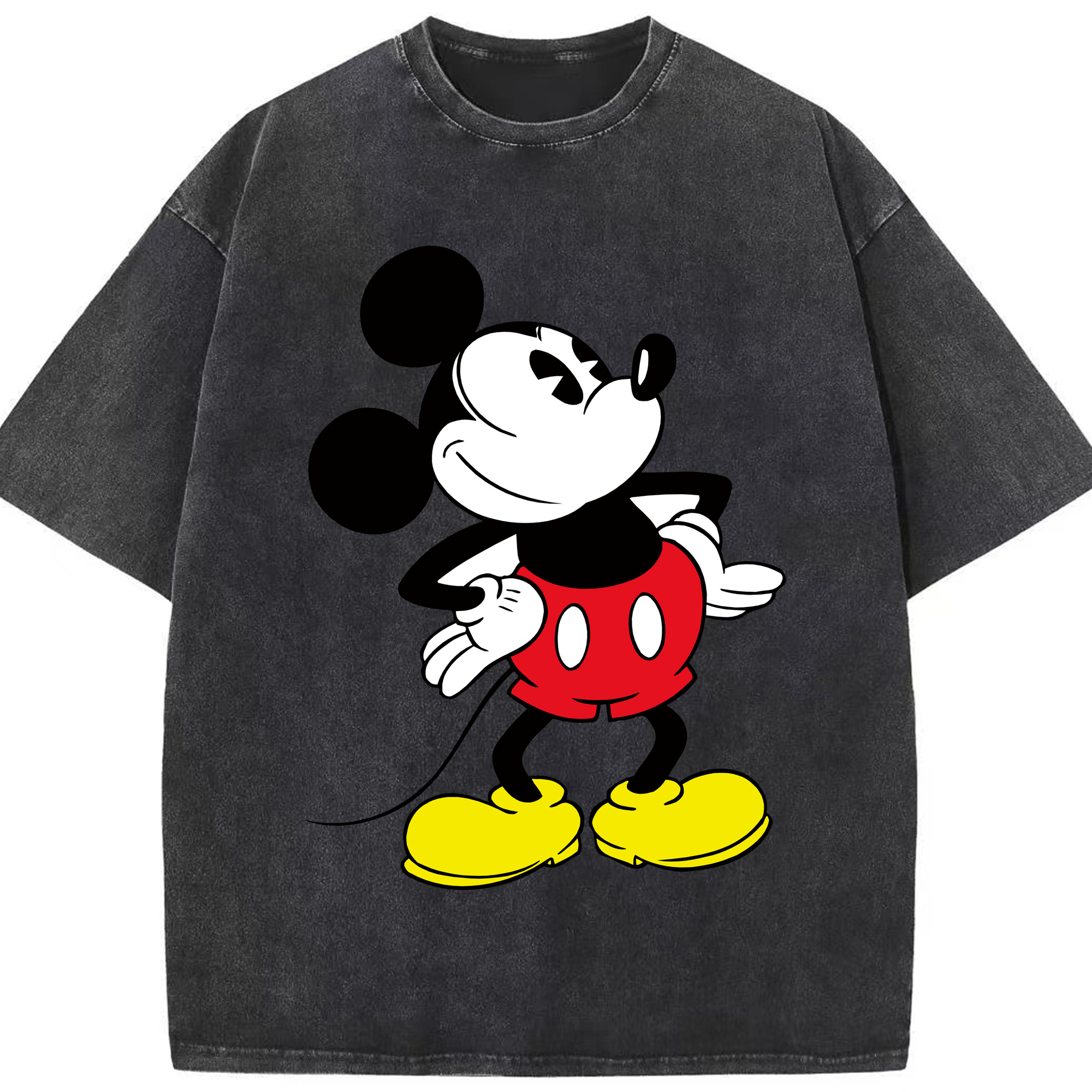 （画像用） ミッキーマウス Mickey Mouse 綿100% ヴィンテージ風 半袖Tシャツ（フロントプリント）