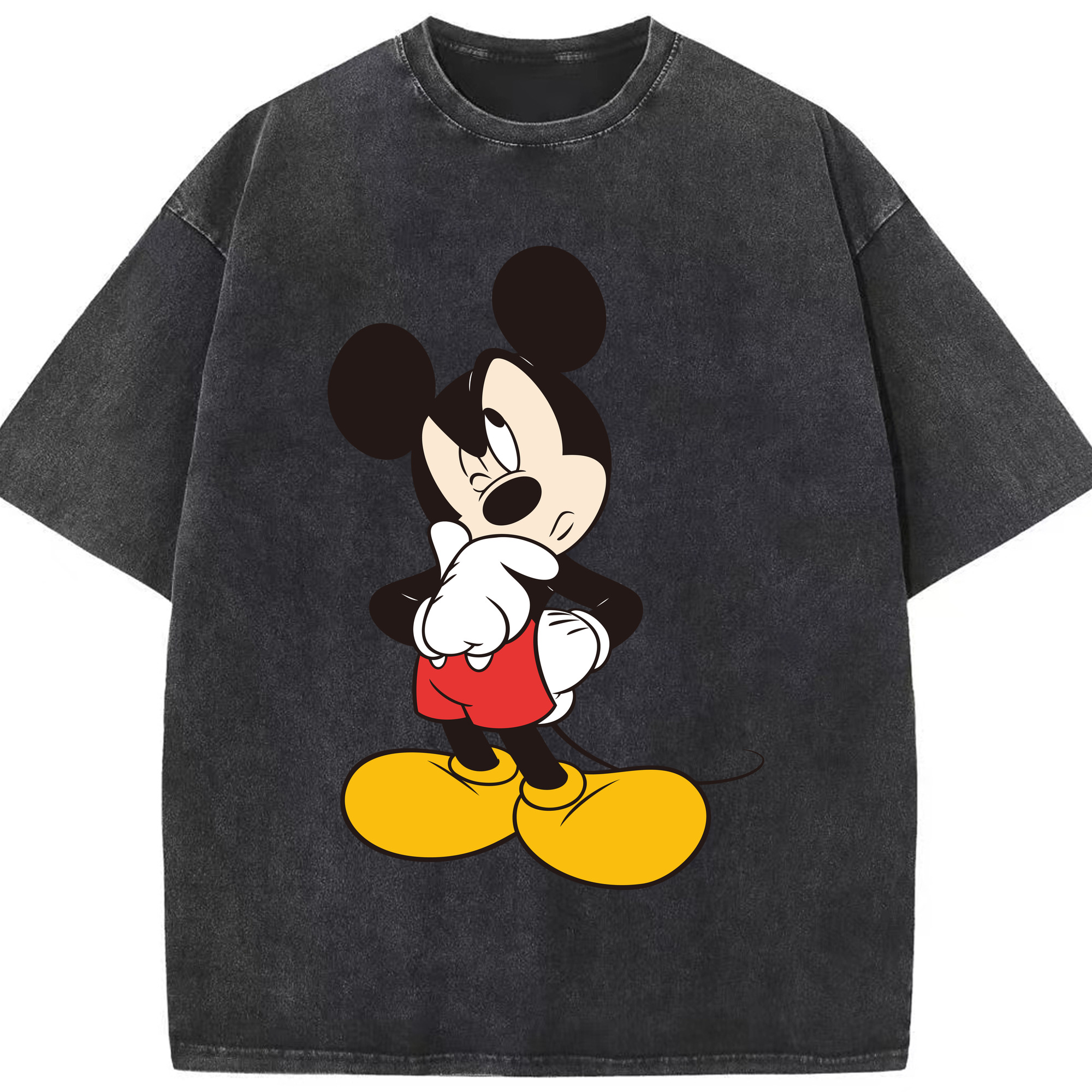 （画像用） ミッキーマウス Mickey Mouse 綿100% ヴィンテージ風 半袖Tシャツ（フロントプリント）