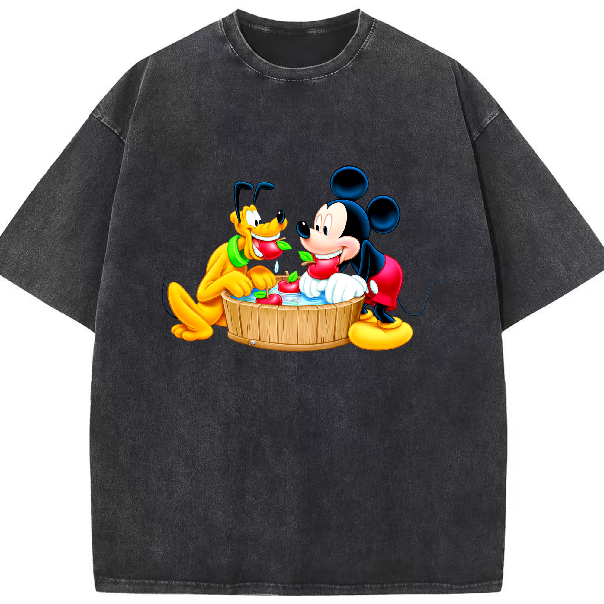 （画像用） ミッキーマウス Mickey Mouse 綿100% ヴィンテージ風 半袖Tシャツ（フロントプリント）