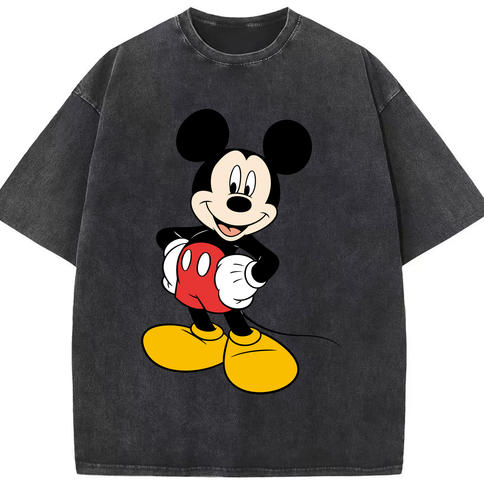 （画像用） ミッキーマウス Mickey Mouse 綿100% ヴィンテージ風 半袖Tシャツ（フロントプリント）
