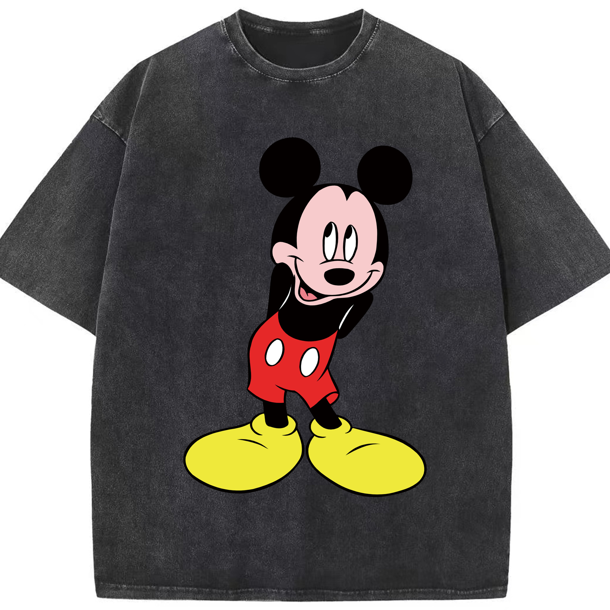 （画像用） ミッキーマウス Mickey Mouse 綿100% ヴィンテージ風 半袖Tシャツ（フロントプリント）