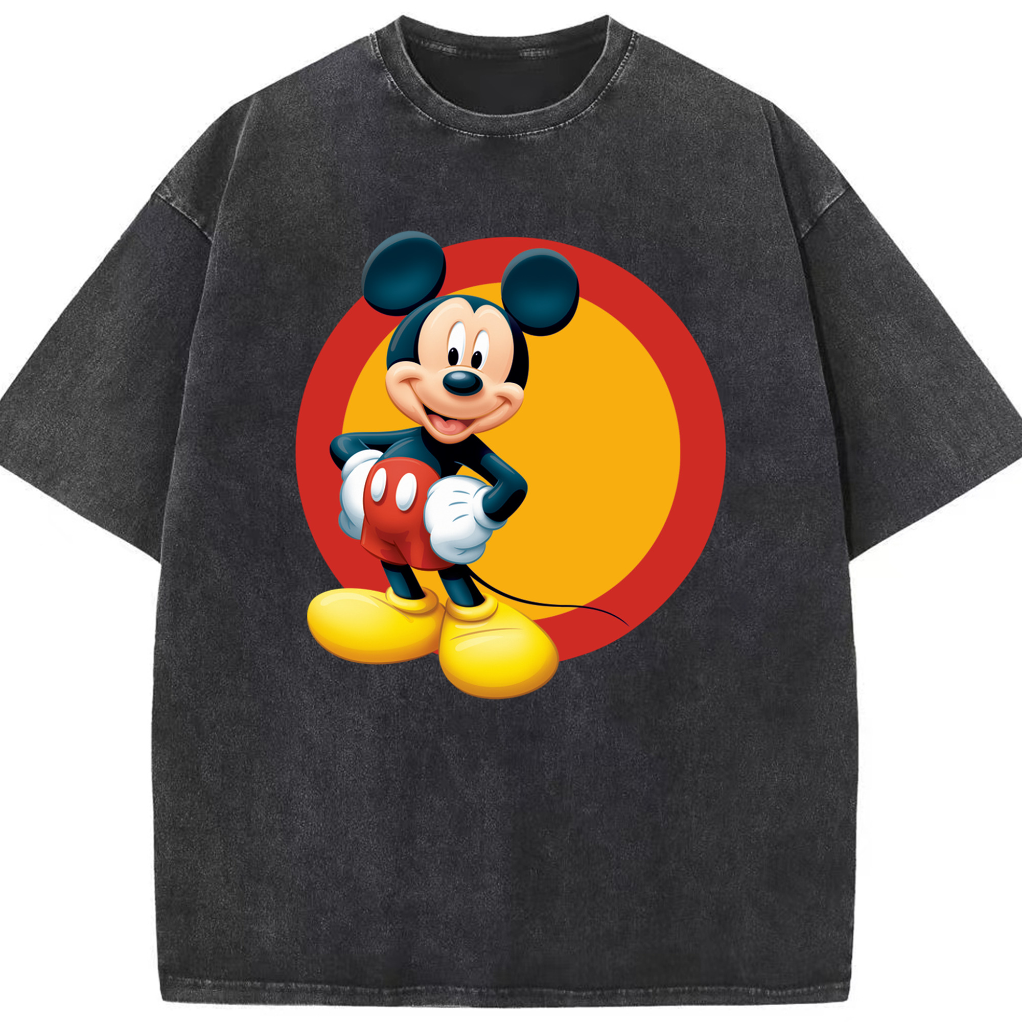 （画像用） ミッキーマウス Mickey Mouse 綿100% ヴィンテージ風 半袖Tシャツ（フロントプリント）