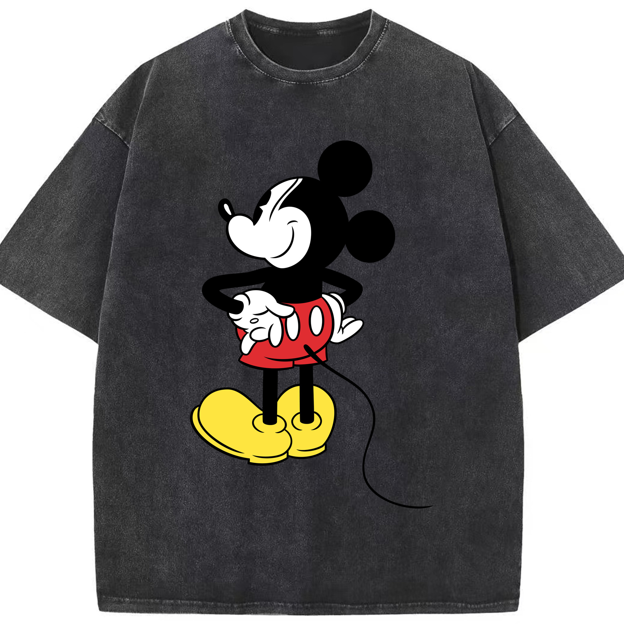 （画像用） ミッキーマウス Mickey Mouse 綿100% ヴィンテージ風 半袖Tシャツ（フロントプリント）