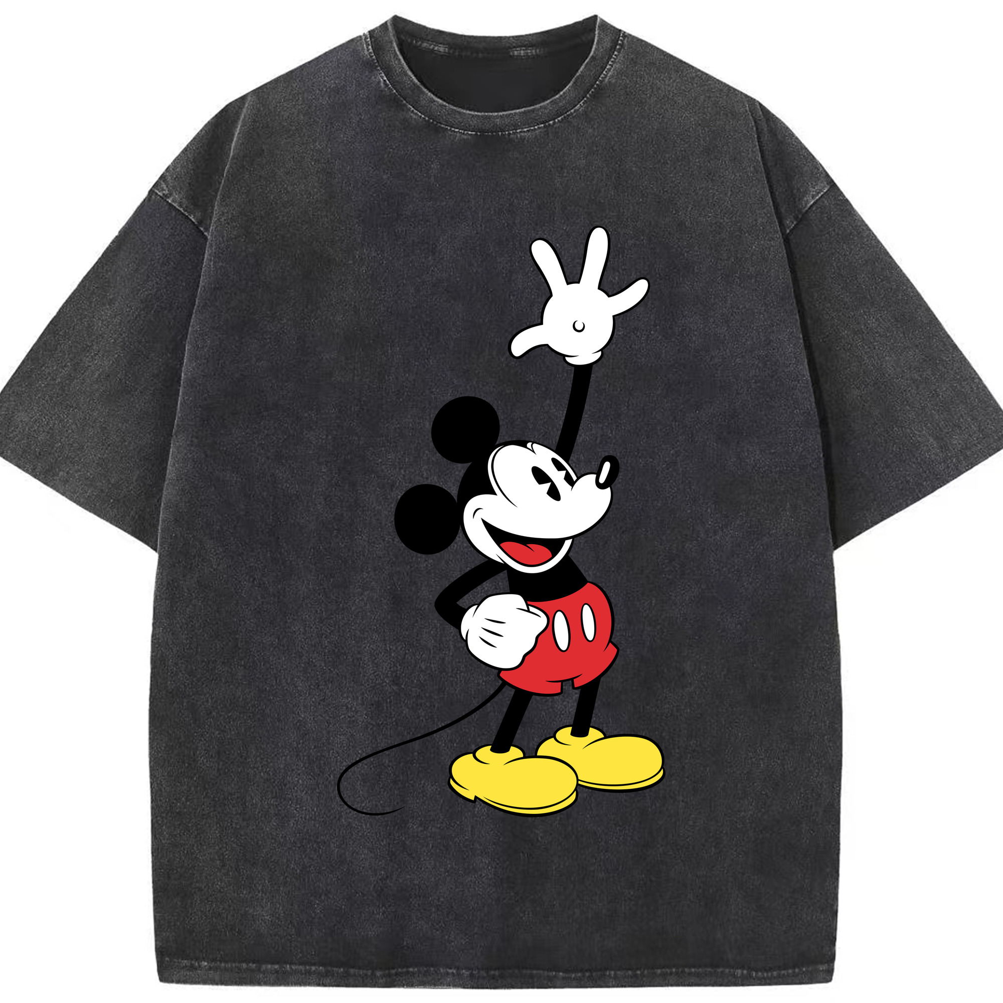 （画像用） ミッキーマウス Mickey Mouse 綿100% ヴィンテージ風 半袖Tシャツ（フロントプリント）