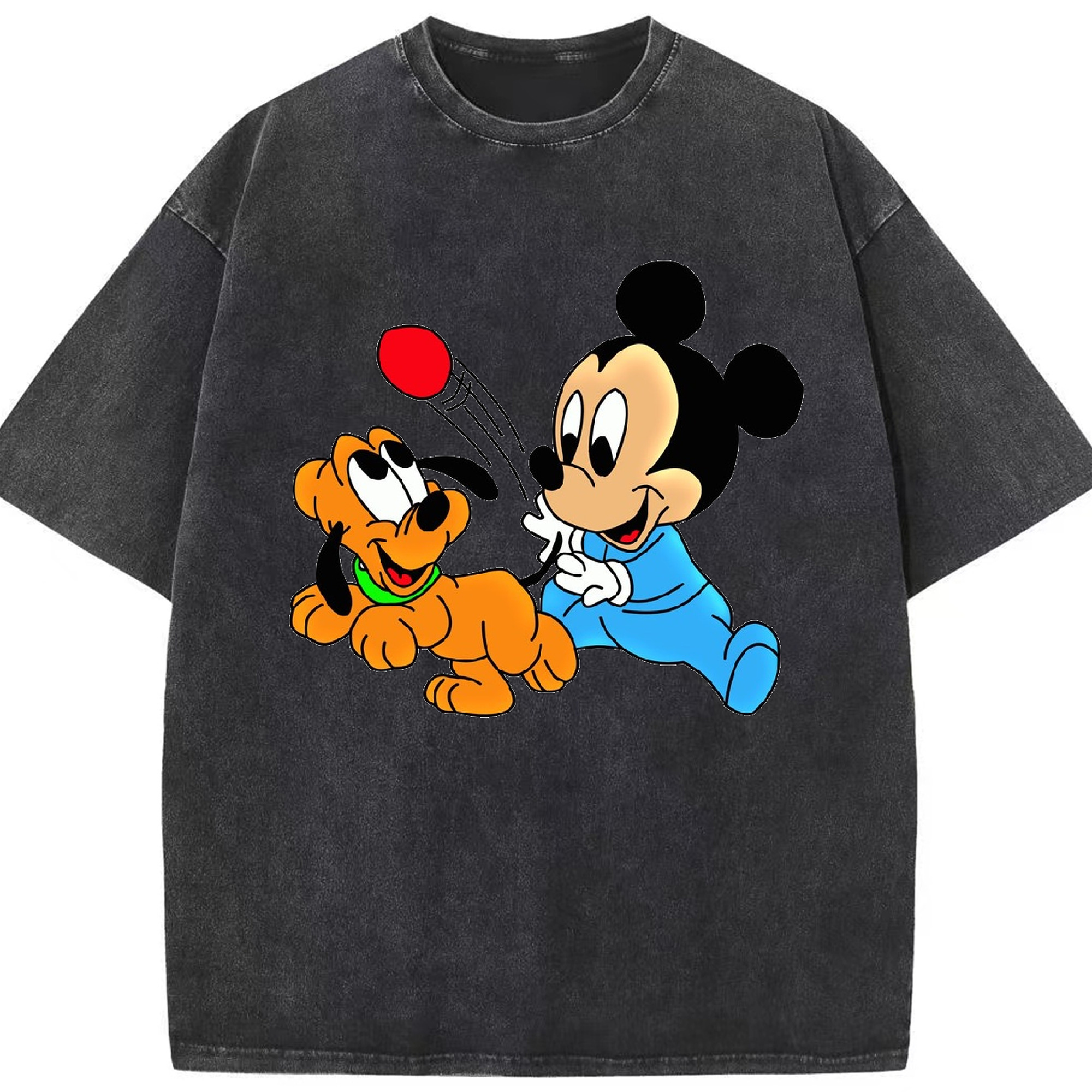 （画像用） ミッキーマウス Mickey Mouse 綿100% ヴィンテージ風 半袖Tシャツ（フロントプリント）