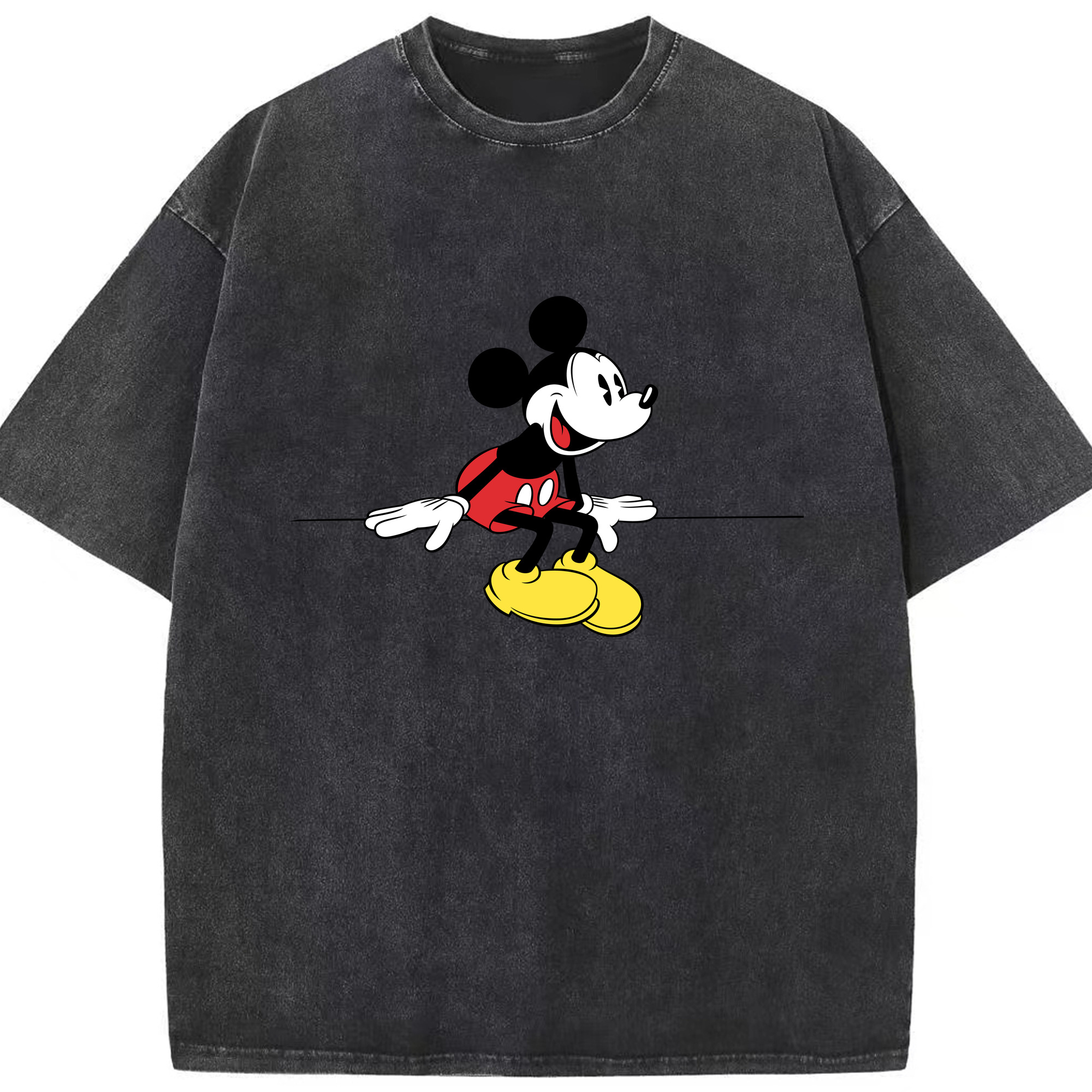 （画像用） ミッキーマウス Mickey Mouse 綿100% ヴィンテージ風 半袖Tシャツ（フロントプリント）