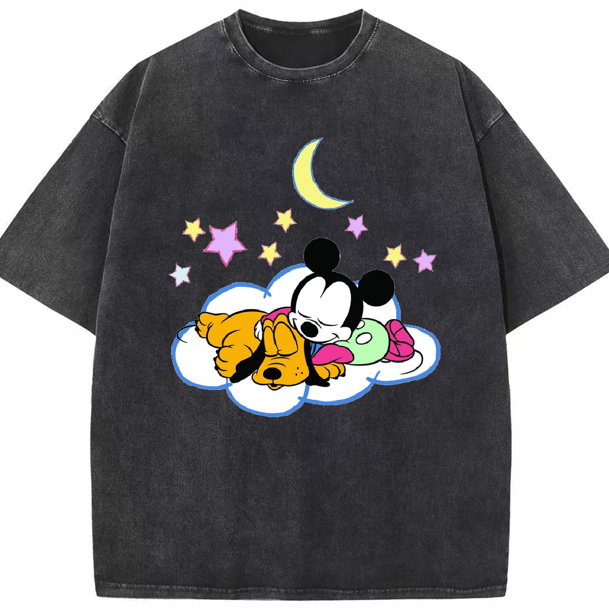 （画像用） ミッキーマウス Mickey Mouse 綿100% ヴィンテージ風 半袖Tシャツ（フロントプリント）