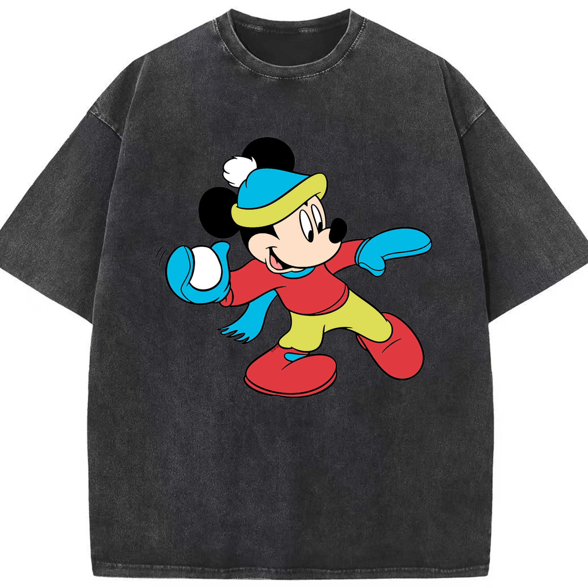 （画像用） ミッキーマウス Mickey Mouse 綿100% ヴィンテージ風 半袖Tシャツ（フロントプリント）