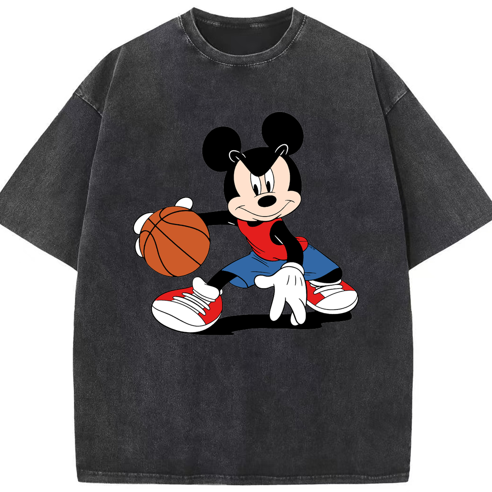 （画像用） ミッキーマウス Mickey Mouse 綿100% ヴィンテージ風 半袖Tシャツ（フロントプリント）