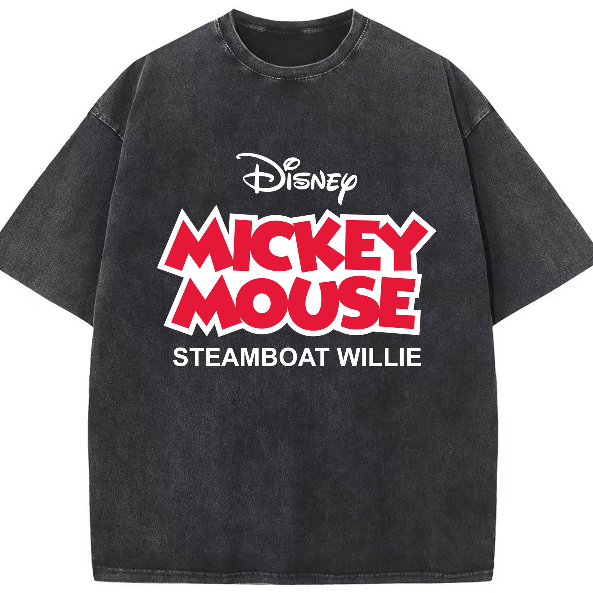 （画像用） ミッキーマウス Mickey Mouse 綿100% ヴィンテージ風 半袖Tシャツ（フロントプリント）
