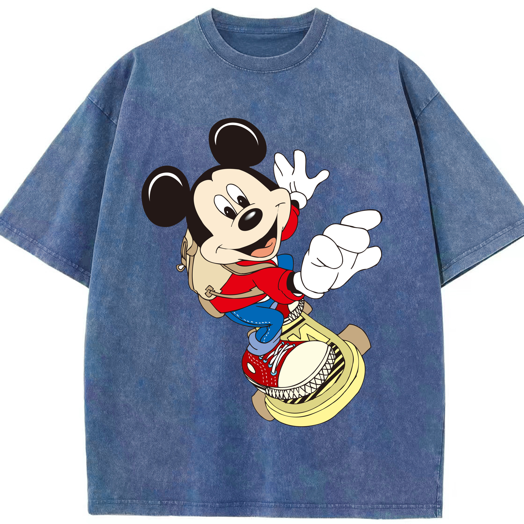 （画像用） ミッキーマウス Mickey Mouse 綿100% ヴィンテージ風 半袖Tシャツ（フロントプリント）
