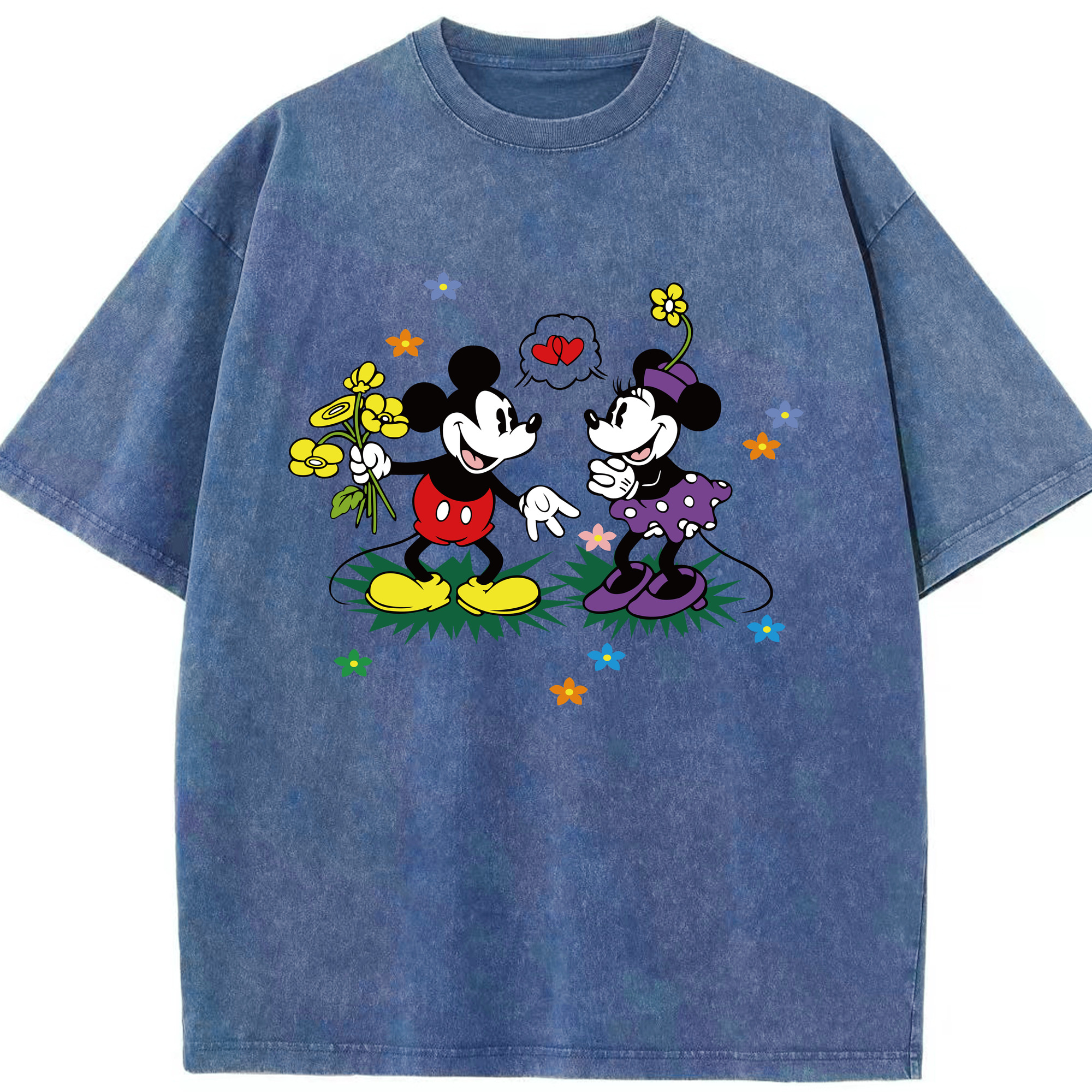 （画像用） ミッキーマウス Mickey Mouse 綿100% ヴィンテージ風 半袖Tシャツ（フロントプリント）