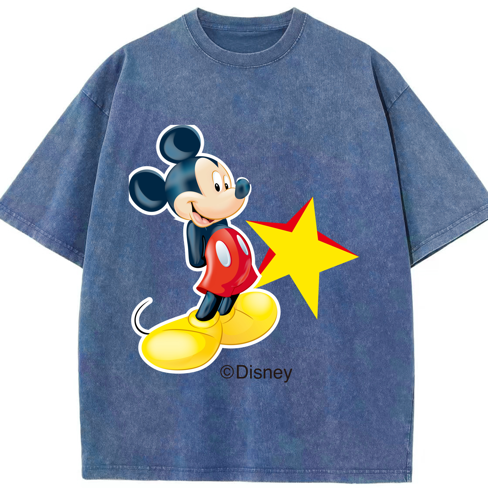 （画像用） ミッキーマウス Mickey Mouse 綿100% ヴィンテージ風 半袖Tシャツ（フロントプリント）