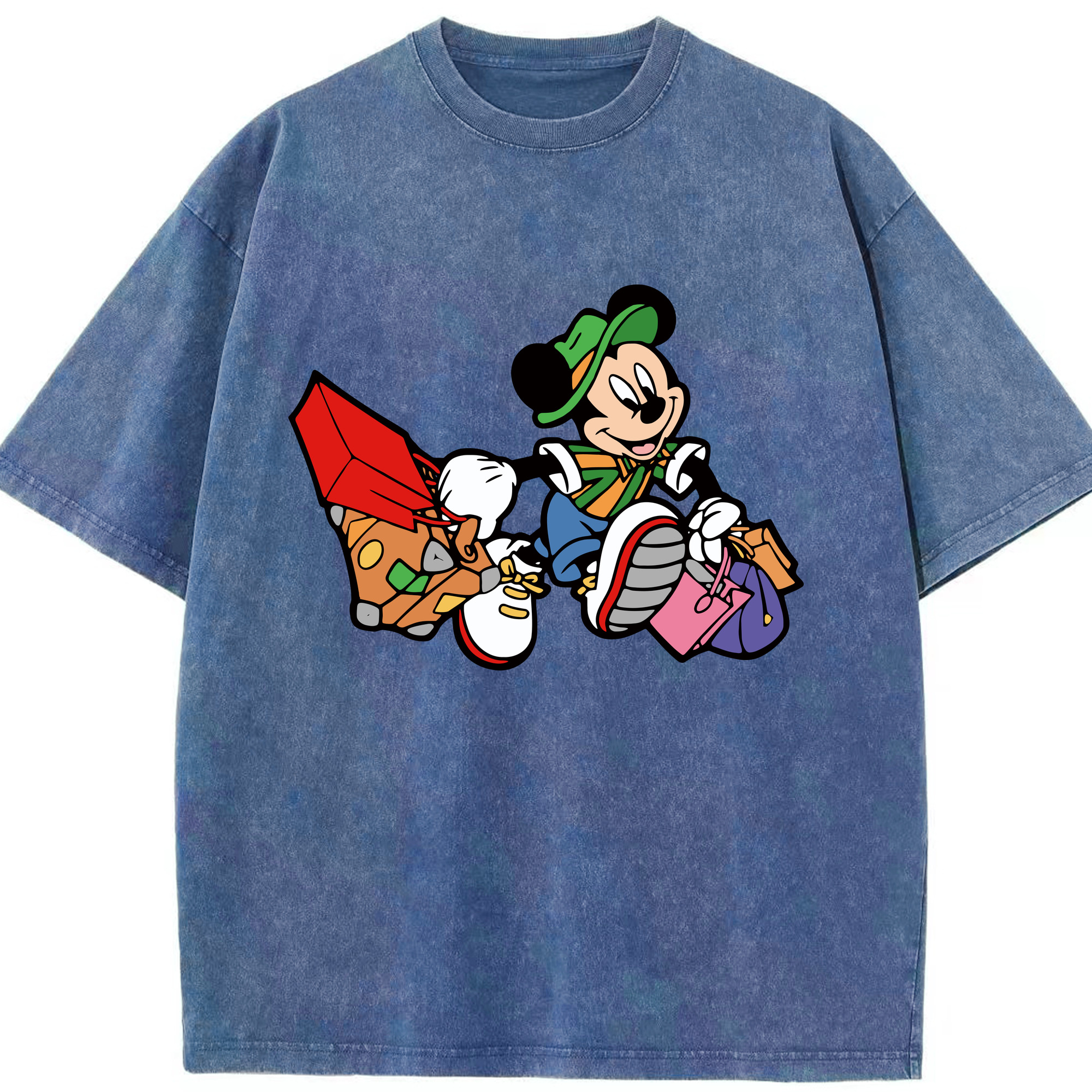 （画像用） ミッキーマウス Mickey Mouse 綿100% ヴィンテージ風 半袖Tシャツ（フロントプリント）