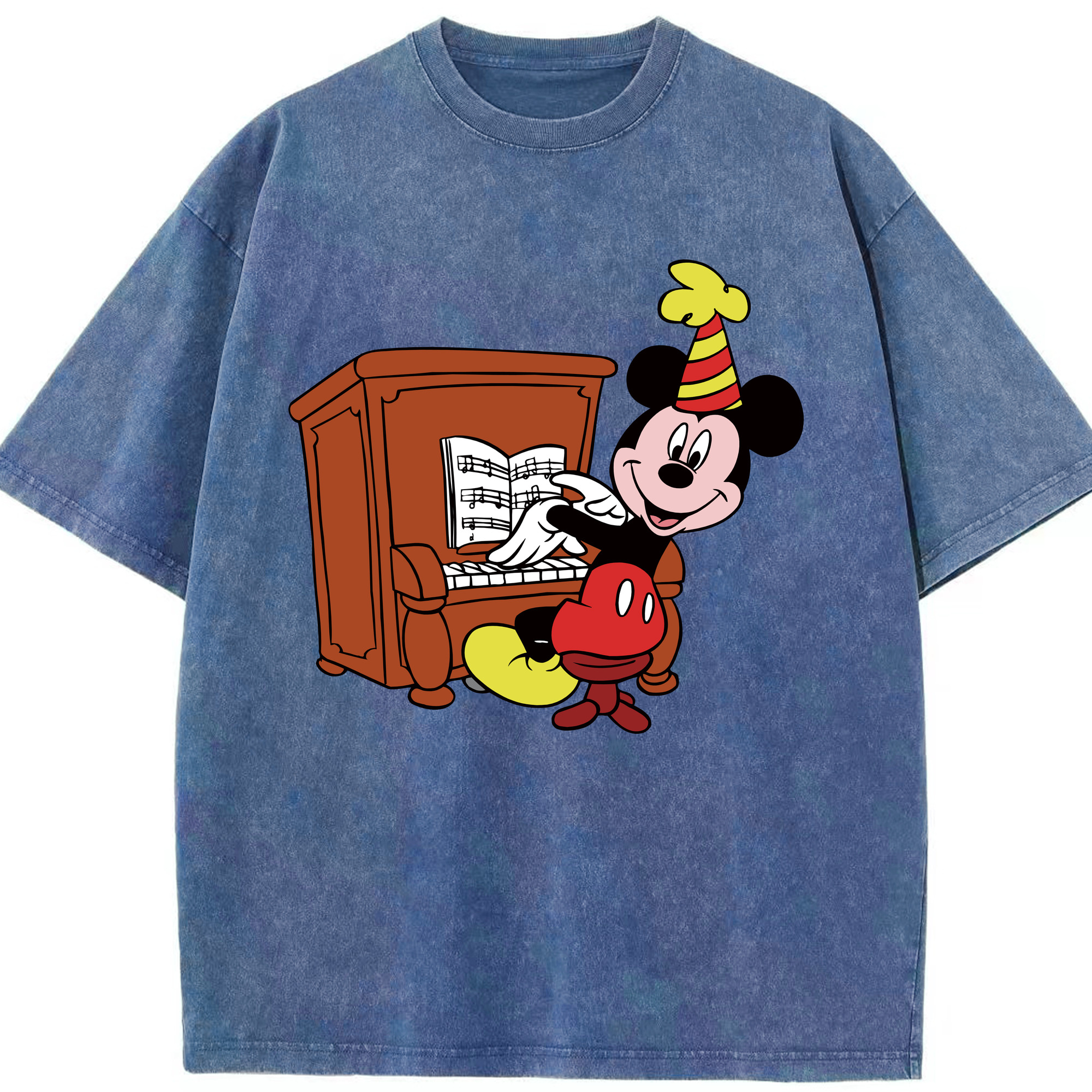 （画像用） ミッキーマウス Mickey Mouse 綿100% ヴィンテージ風 半袖Tシャツ（フロントプリント）