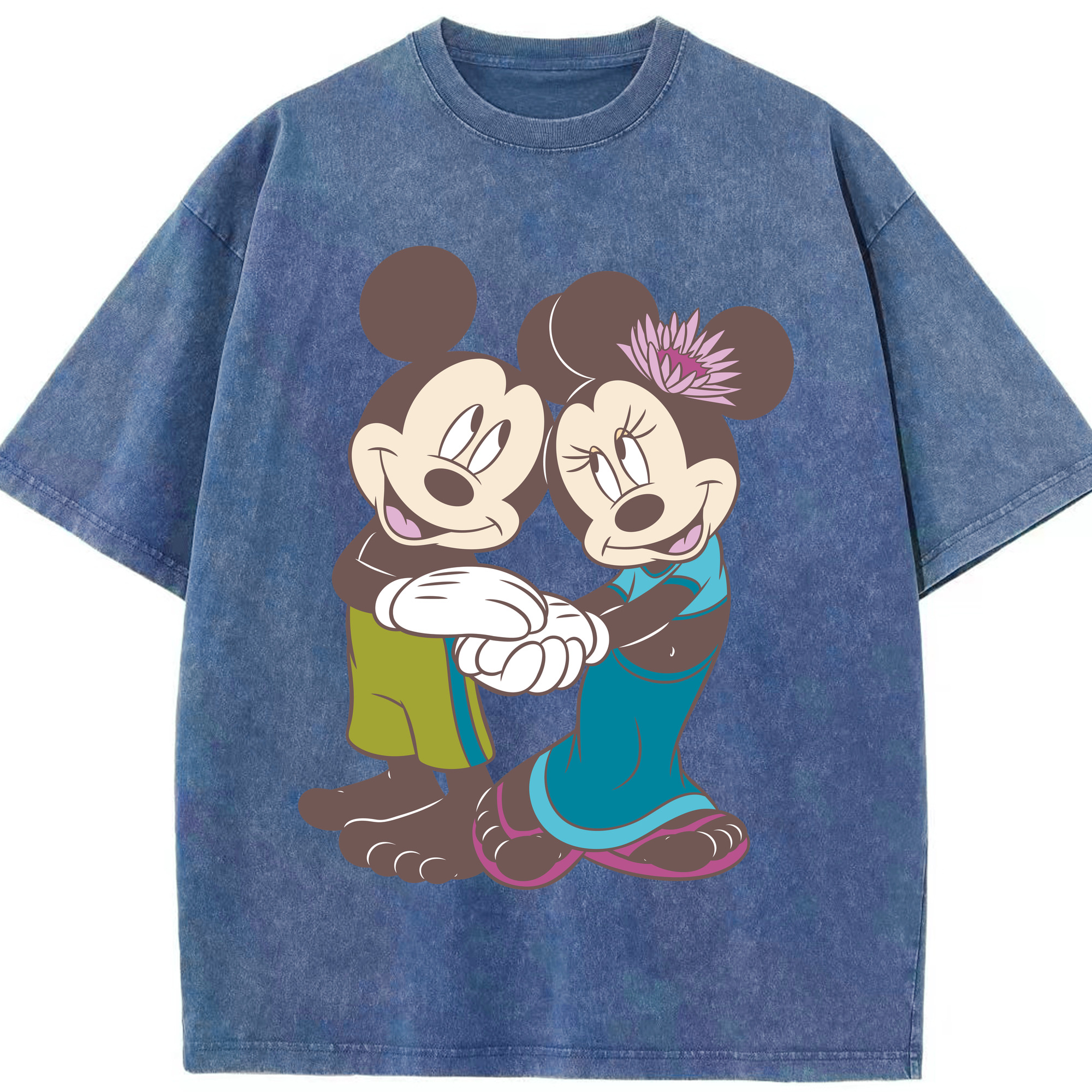 （画像用） ミッキーマウス Mickey Mouse 綿100% ヴィンテージ風 半袖Tシャツ（フロントプリント）