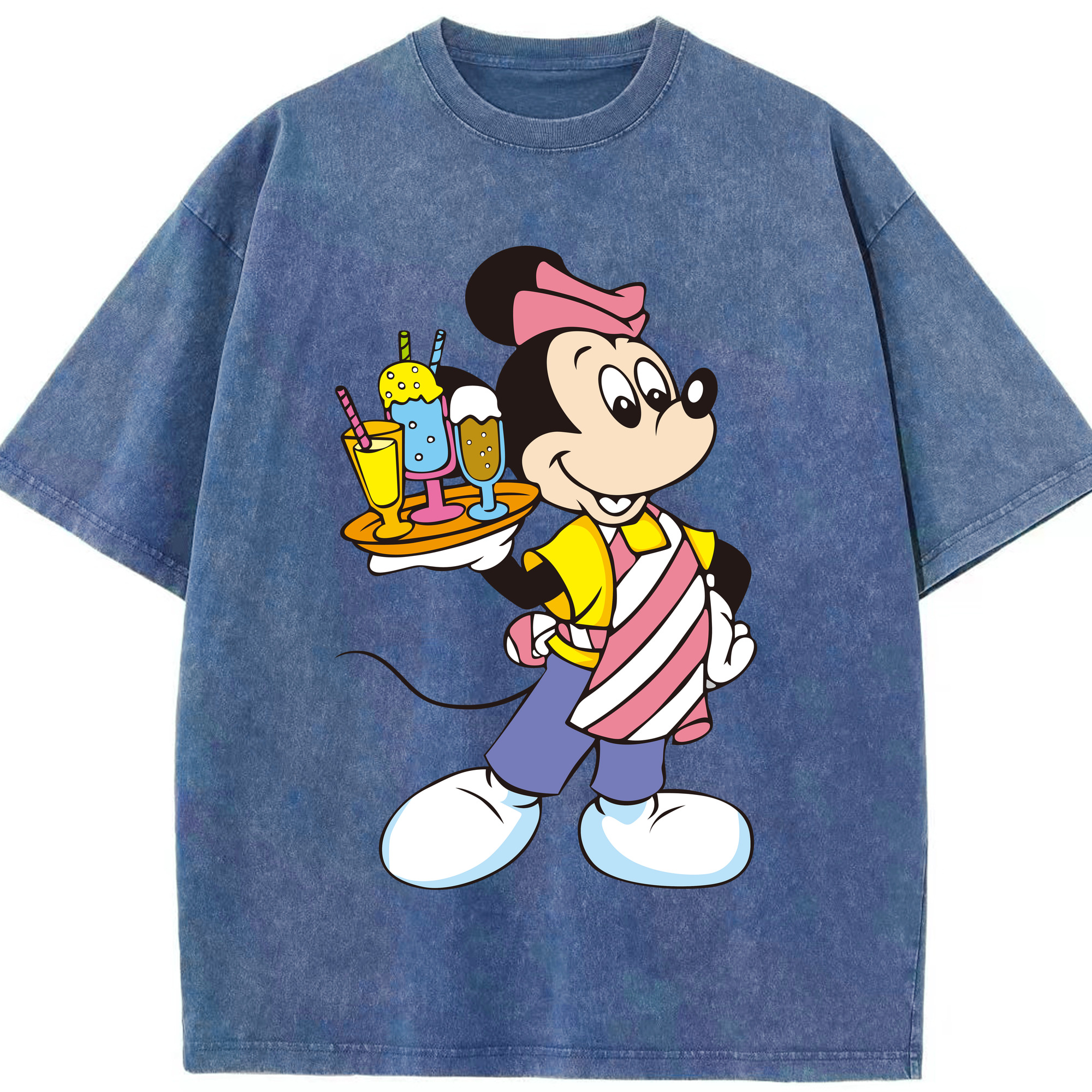 （画像用） ミッキーマウス Mickey Mouse 綿100% ヴィンテージ風 半袖Tシャツ（フロントプリント）