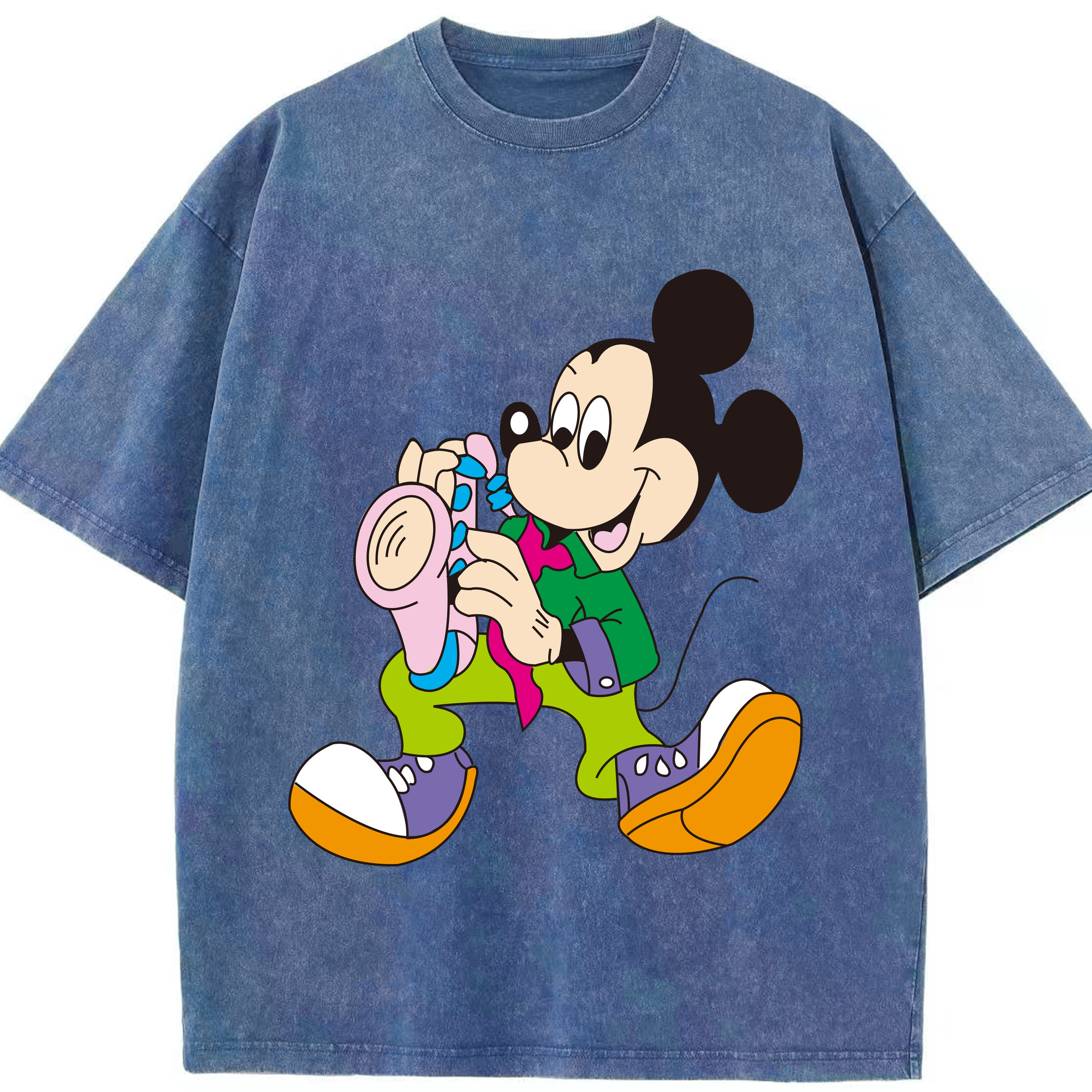 （画像用） ミッキーマウス Mickey Mouse 綿100% ヴィンテージ風 半袖Tシャツ（フロントプリント）