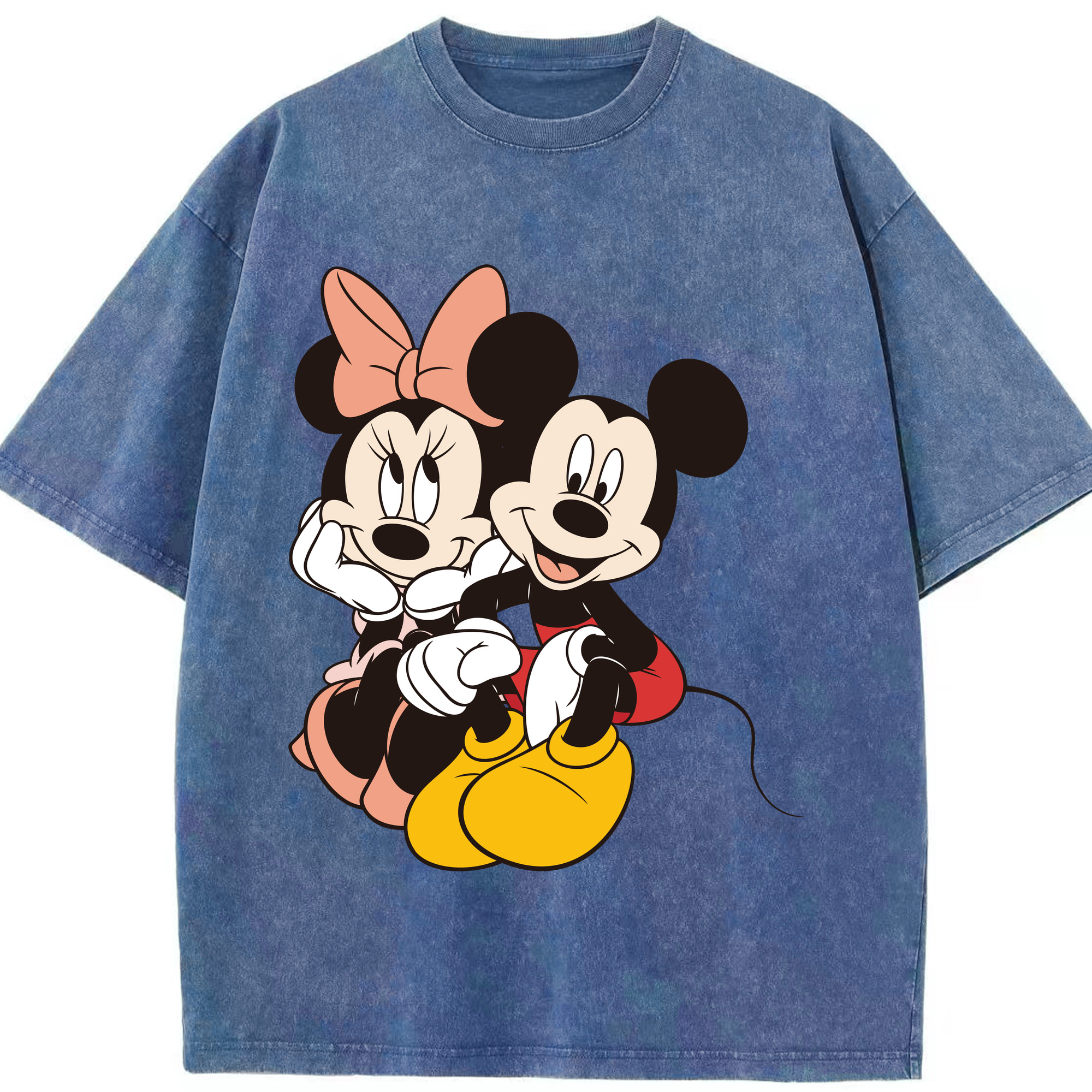 （画像用） ミッキーマウス Mickey Mouse 綿100% ヴィンテージ風 半袖Tシャツ（フロントプリント）