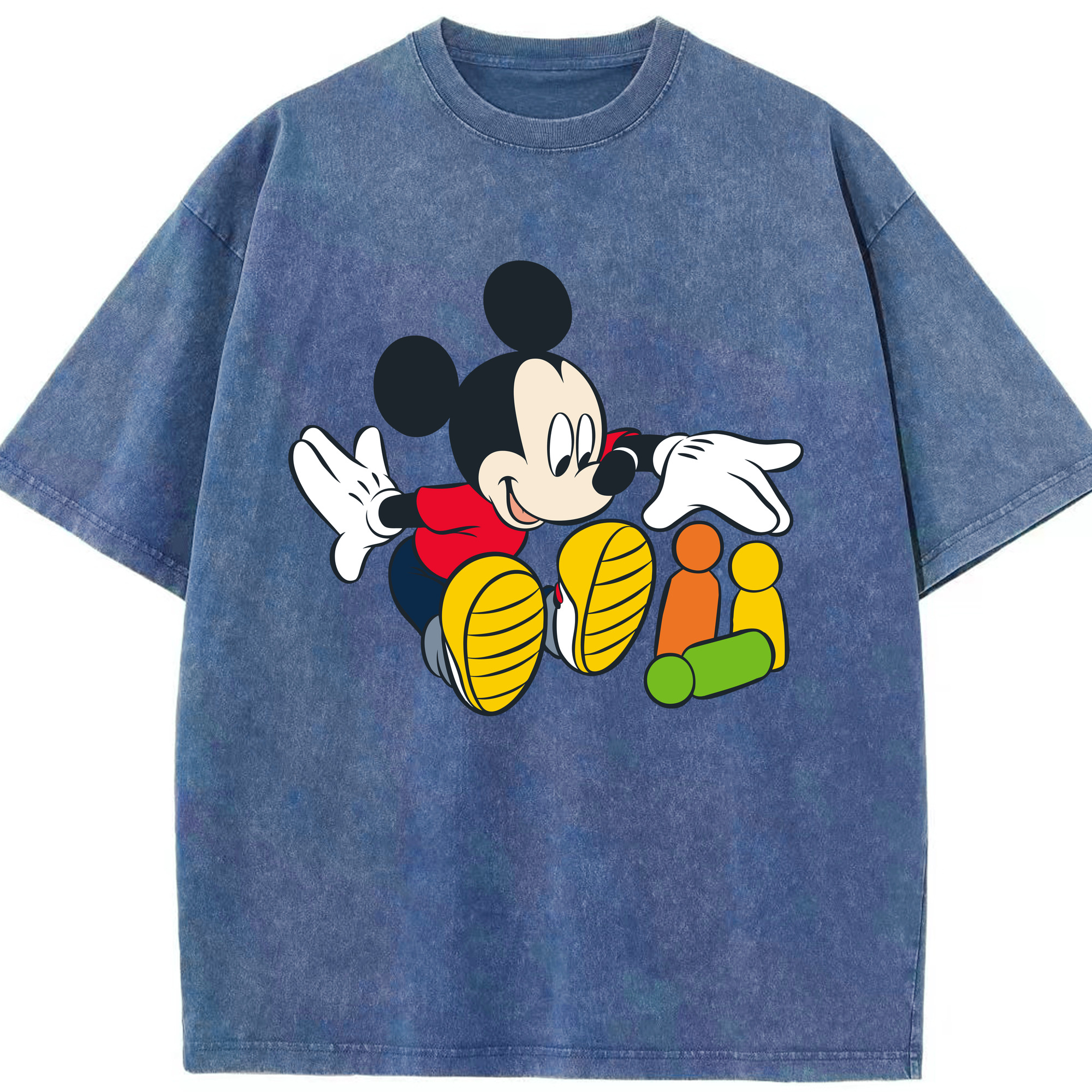 （画像用） ミッキーマウス Mickey Mouse 綿100% ヴィンテージ風 半袖Tシャツ（フロントプリント）