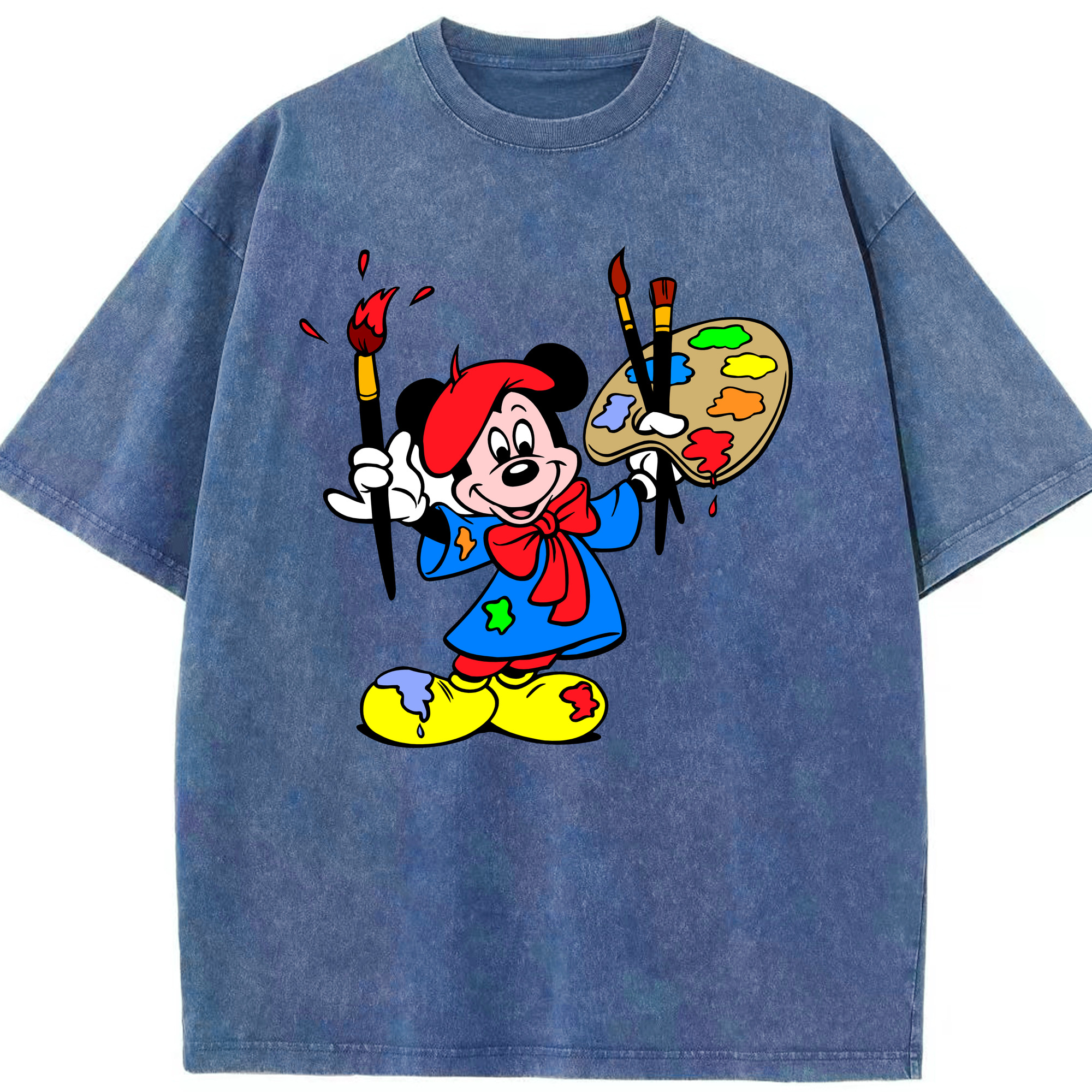 （画像用） ミッキーマウス Mickey Mouse 綿100% ヴィンテージ風 半袖Tシャツ（フロントプリント）