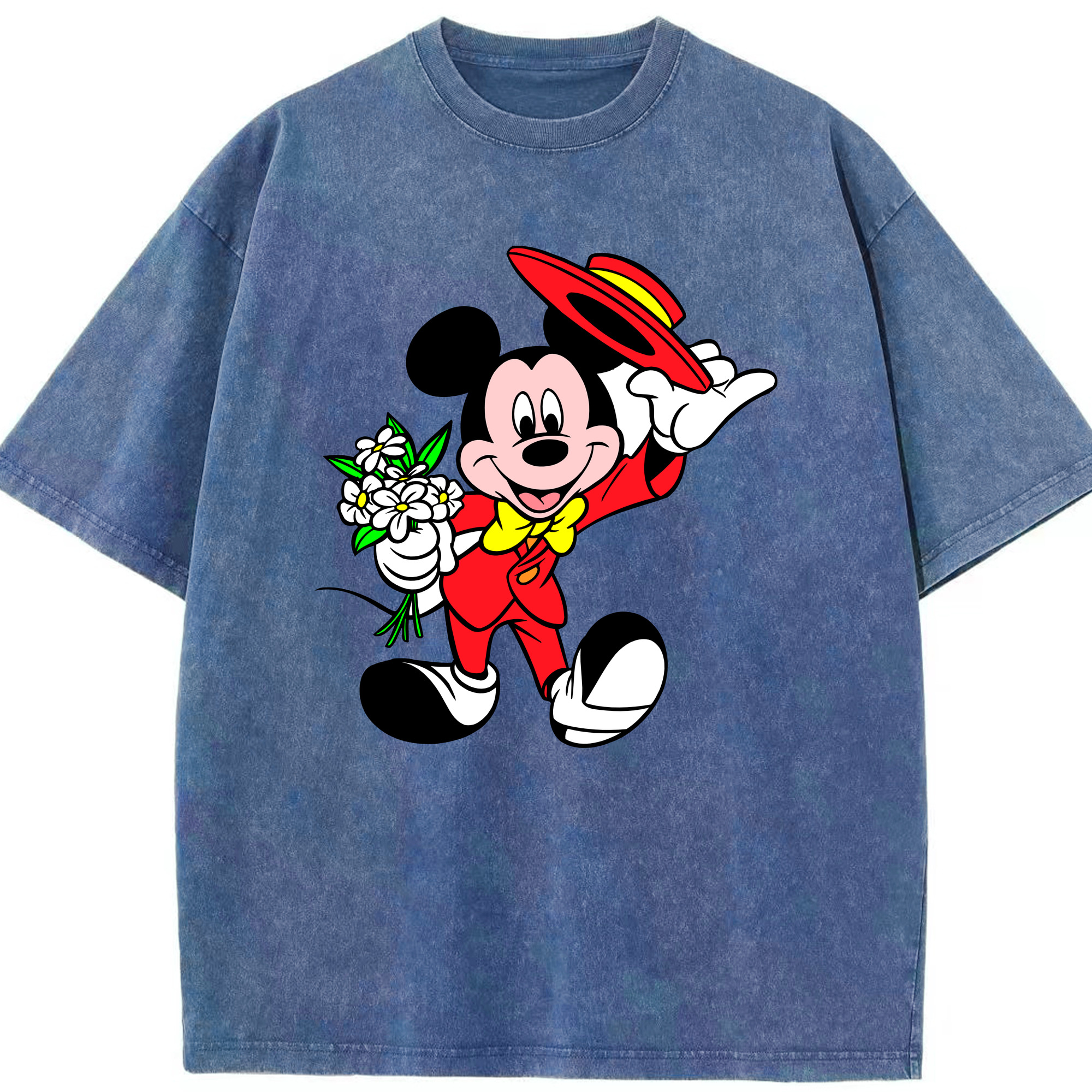 （画像用） ミッキーマウス Mickey Mouse 綿100% ヴィンテージ風 半袖Tシャツ（フロントプリント）