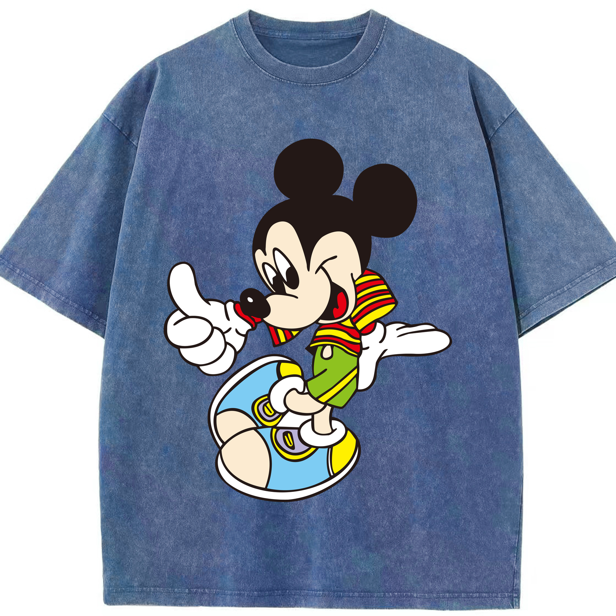 （画像用） ミッキーマウス Mickey Mouse 綿100% ヴィンテージ風 半袖Tシャツ（フロントプリント）