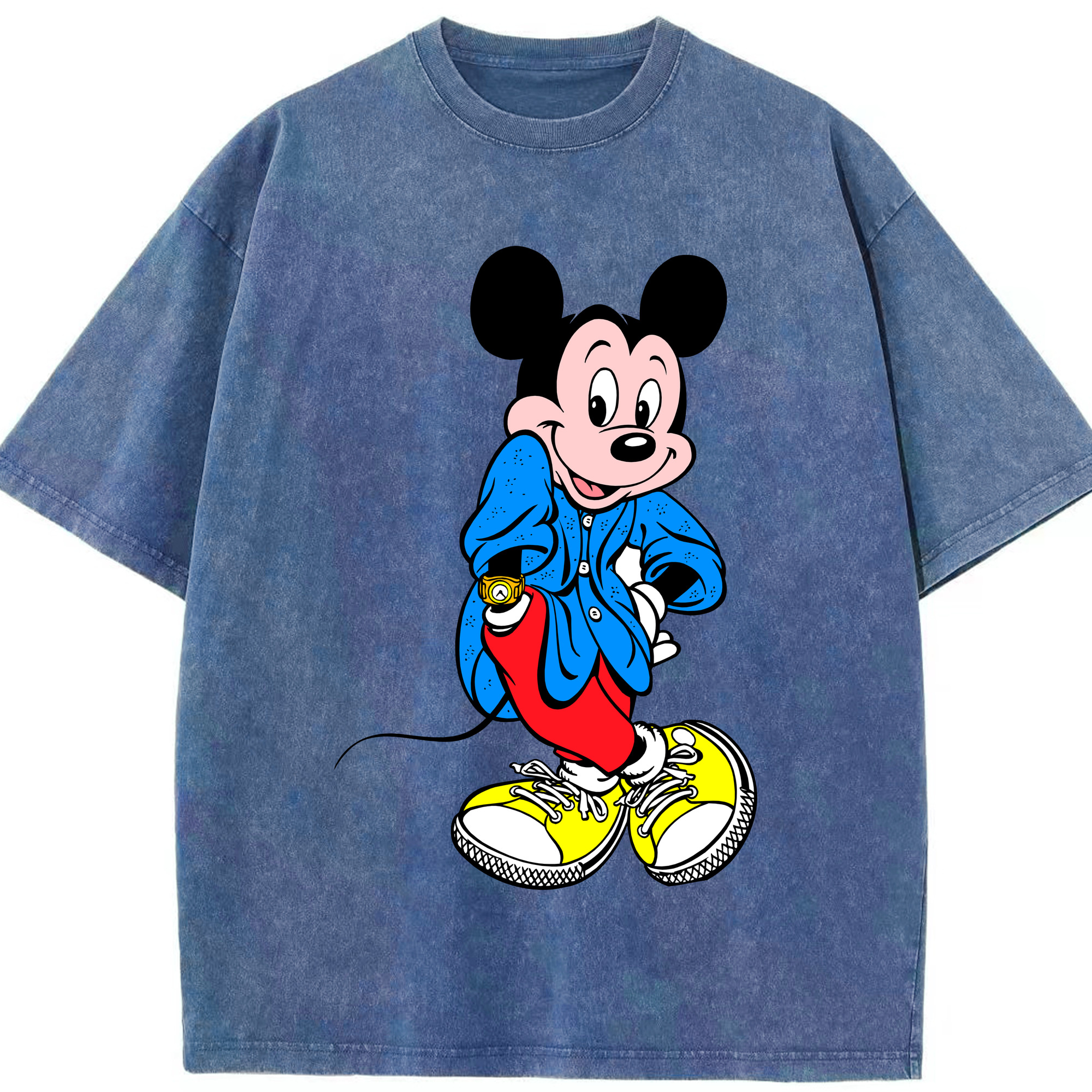 （画像用） ミッキーマウス Mickey Mouse 綿100% ヴィンテージ風 半袖Tシャツ（フロントプリント）