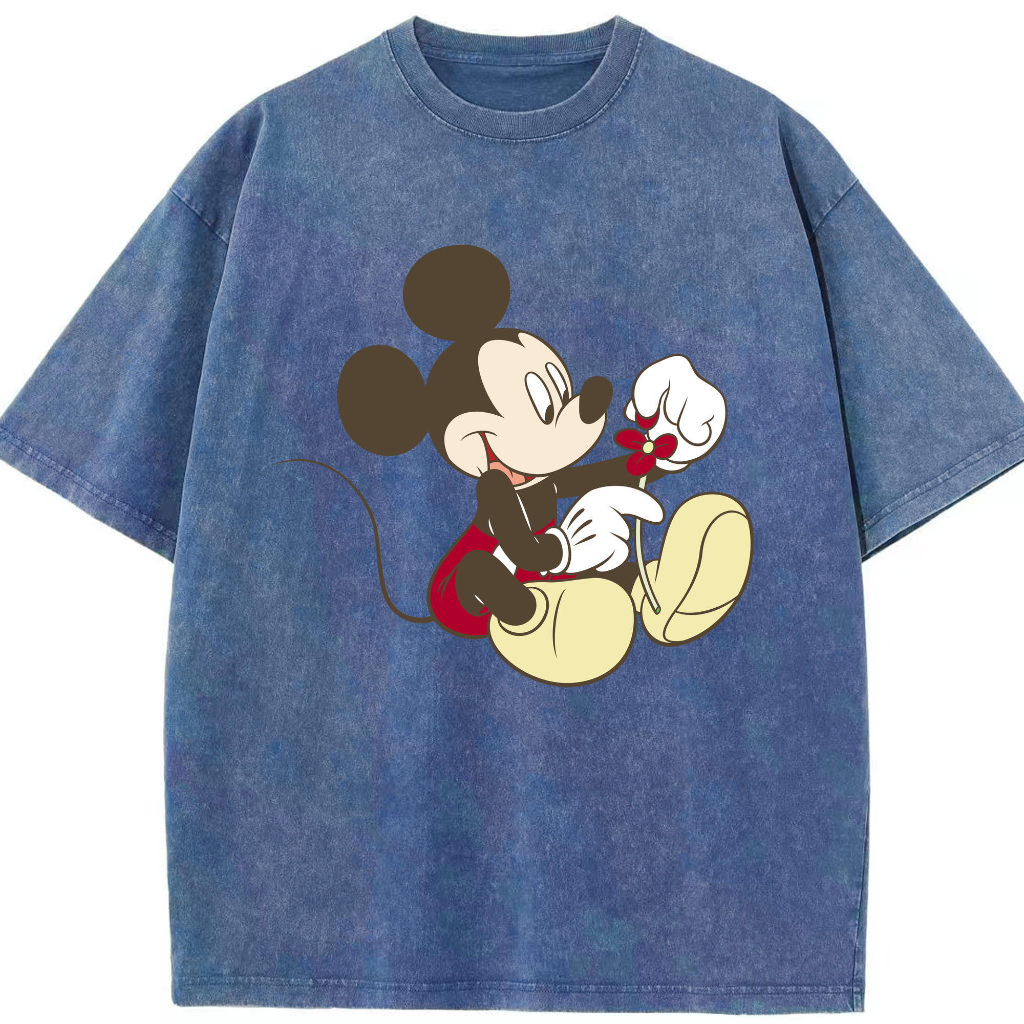 （画像用） ミッキーマウス Mickey Mouse 綿100% ヴィンテージ風 半袖Tシャツ（フロントプリント）
