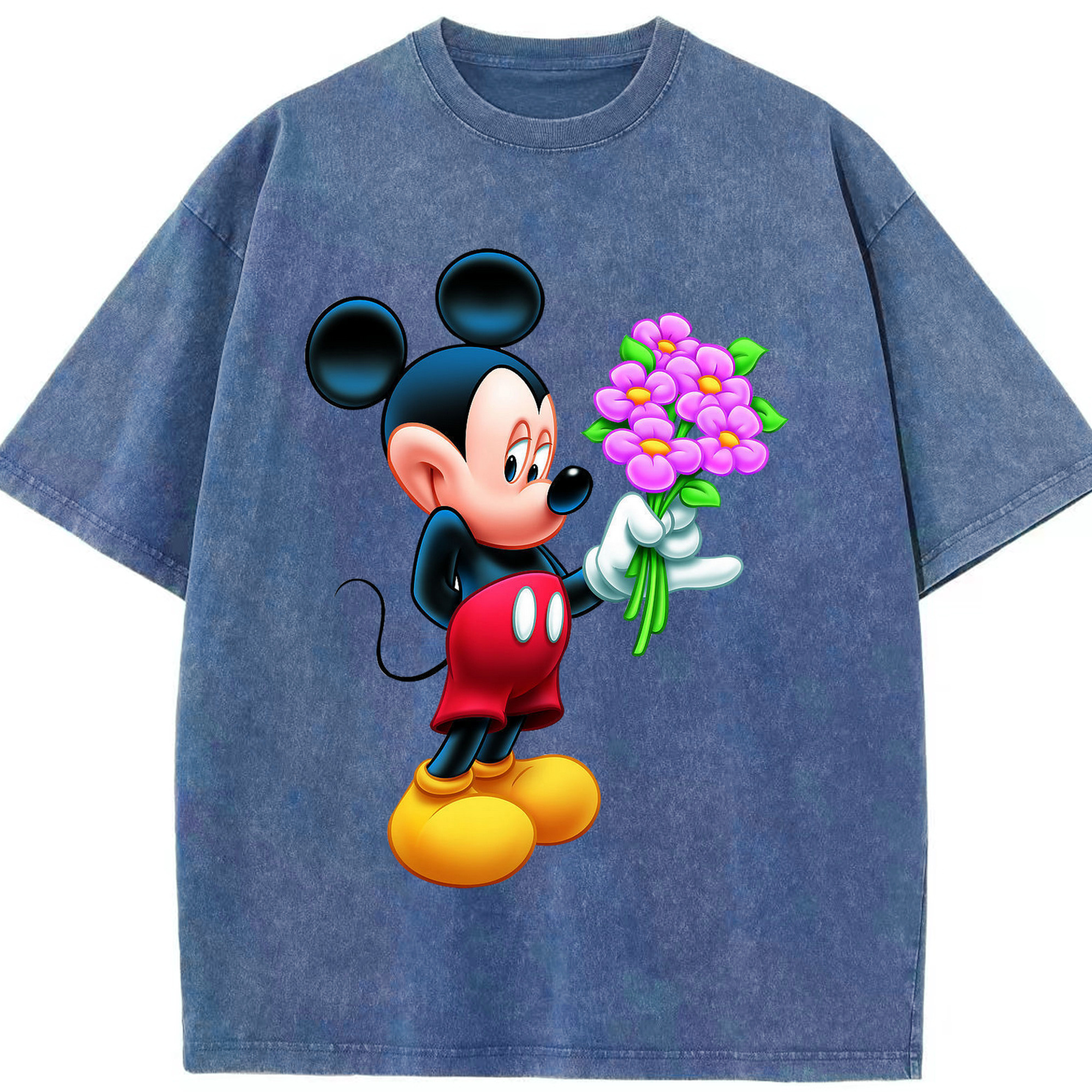 （画像用） ミッキーマウス Mickey Mouse 綿100% ヴィンテージ風 半袖Tシャツ（フロントプリント）