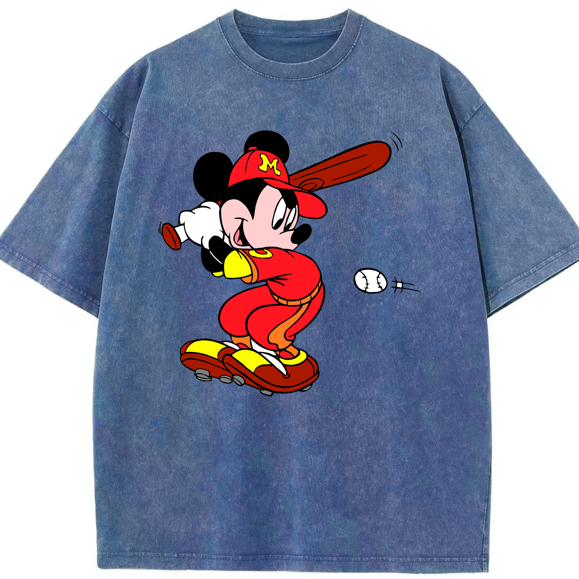 （画像用） ミッキーマウス Mickey Mouse 綿100% ヴィンテージ風 半袖Tシャツ（フロントプリント）