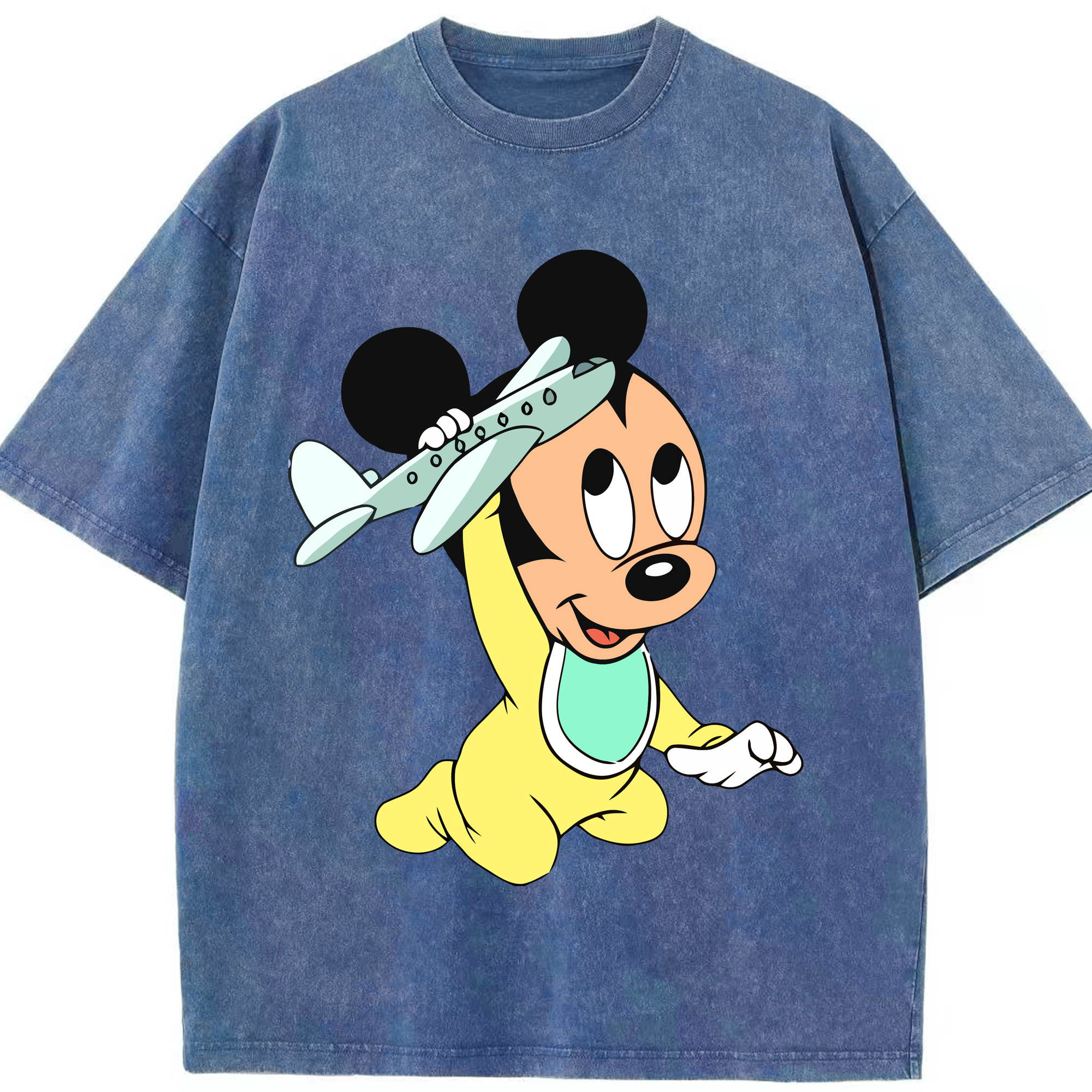 （画像用） ミッキーマウス Mickey Mouse 綿100% ヴィンテージ風 半袖Tシャツ（フロントプリント）