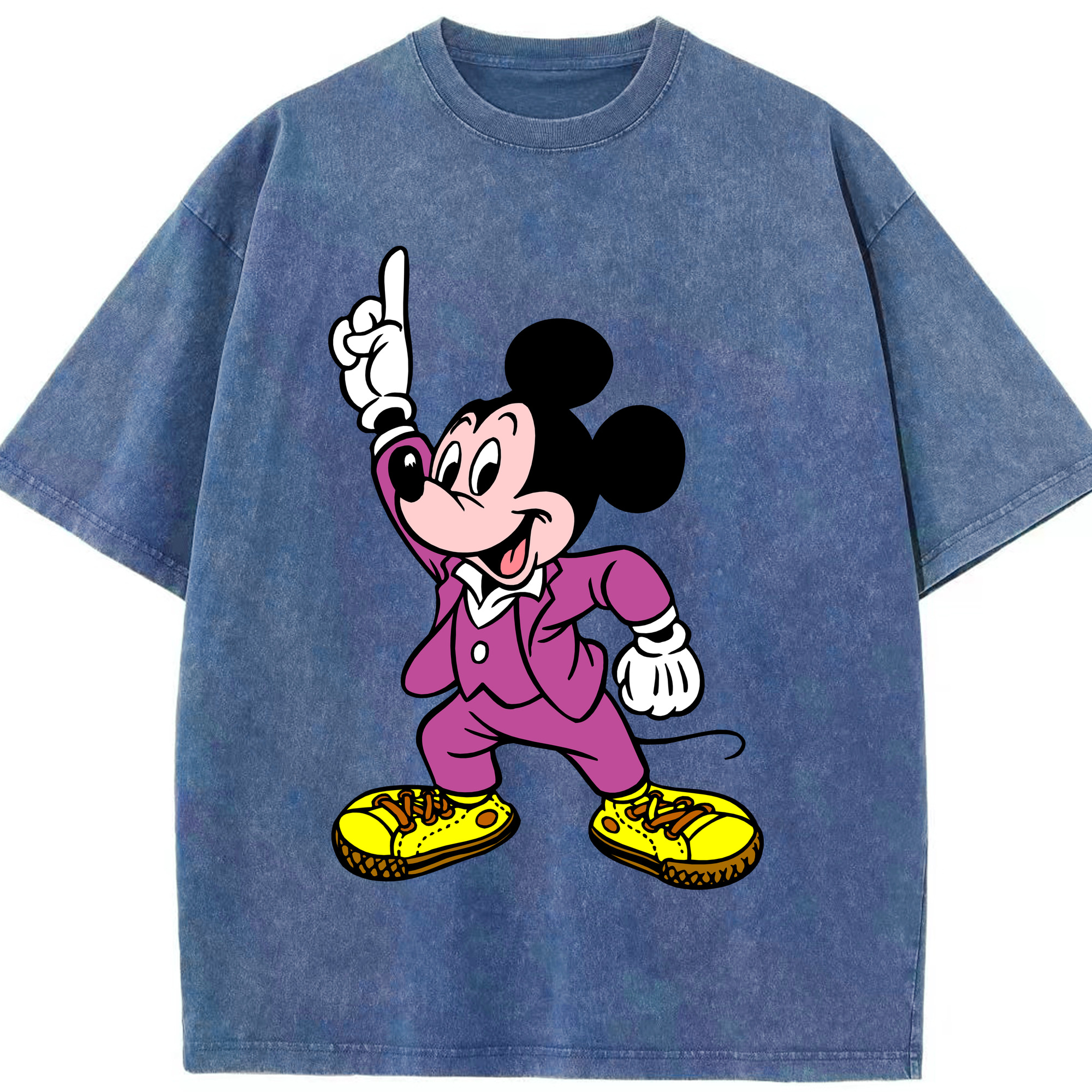 （画像用） ミッキーマウス Mickey Mouse 綿100% ヴィンテージ風 半袖Tシャツ（フロントプリント）