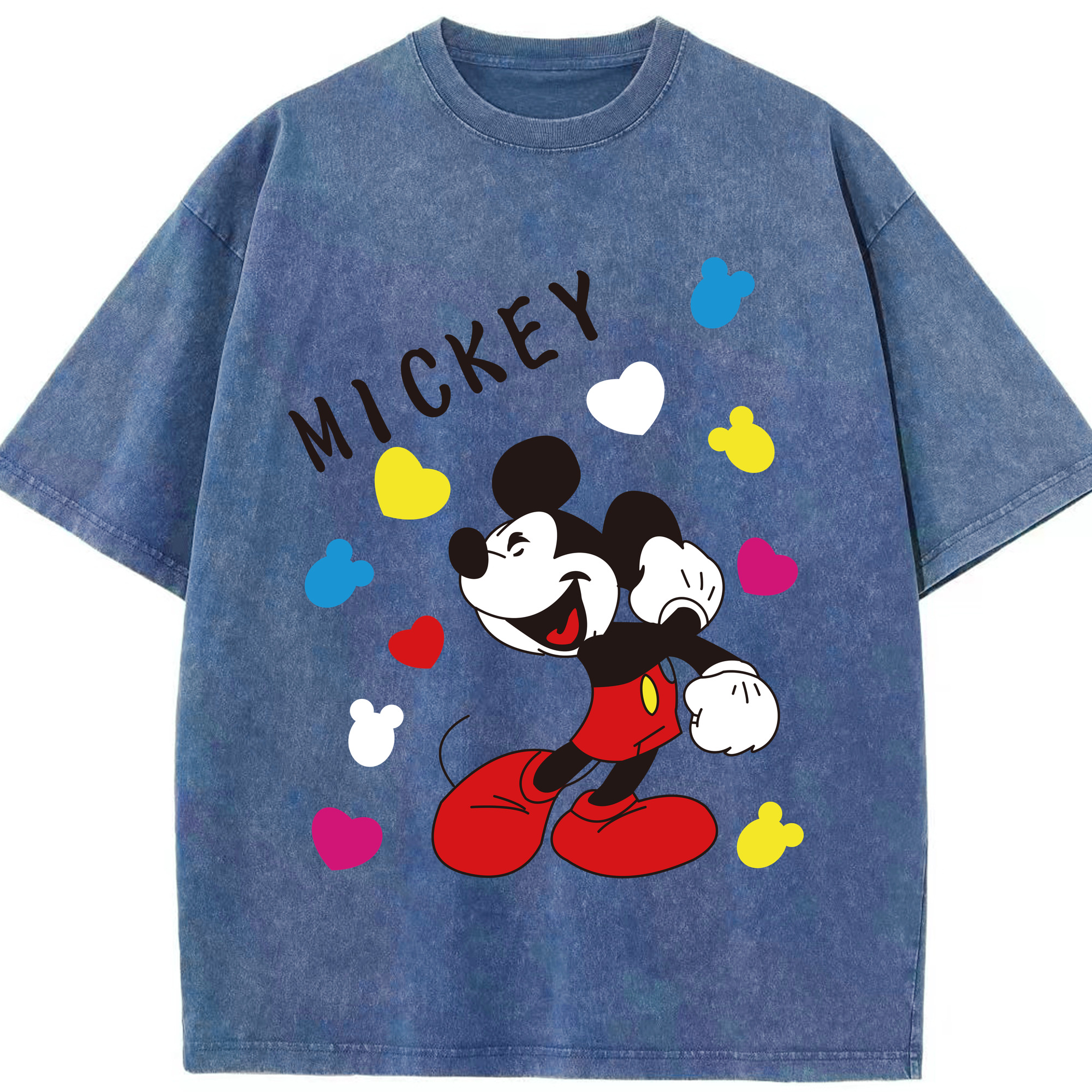 （画像用） ミッキーマウス Mickey Mouse 綿100% ヴィンテージ風 半袖Tシャツ（フロントプリント）
