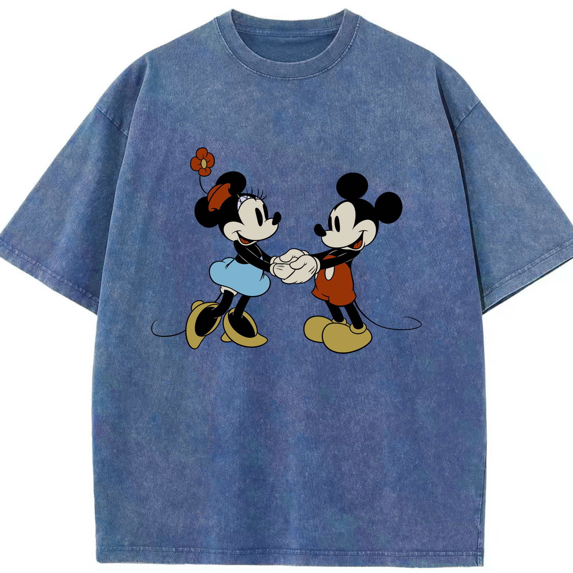 （画像用） ミッキーマウス Mickey Mouse 綿100% ヴィンテージ風 半袖Tシャツ（フロントプリント）
