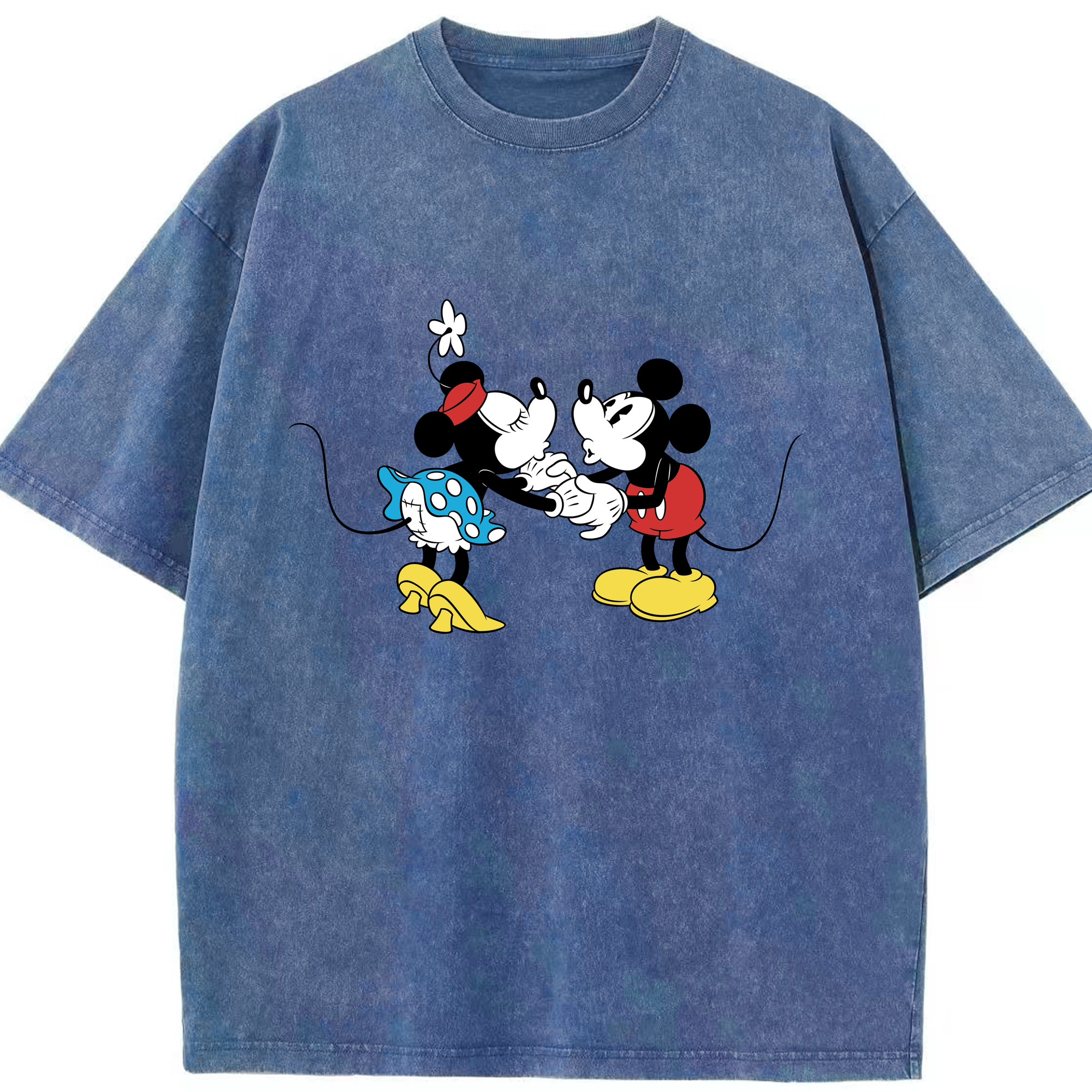 （画像用） ミッキーマウス Mickey Mouse 綿100% ヴィンテージ風 半袖Tシャツ（フロントプリント）