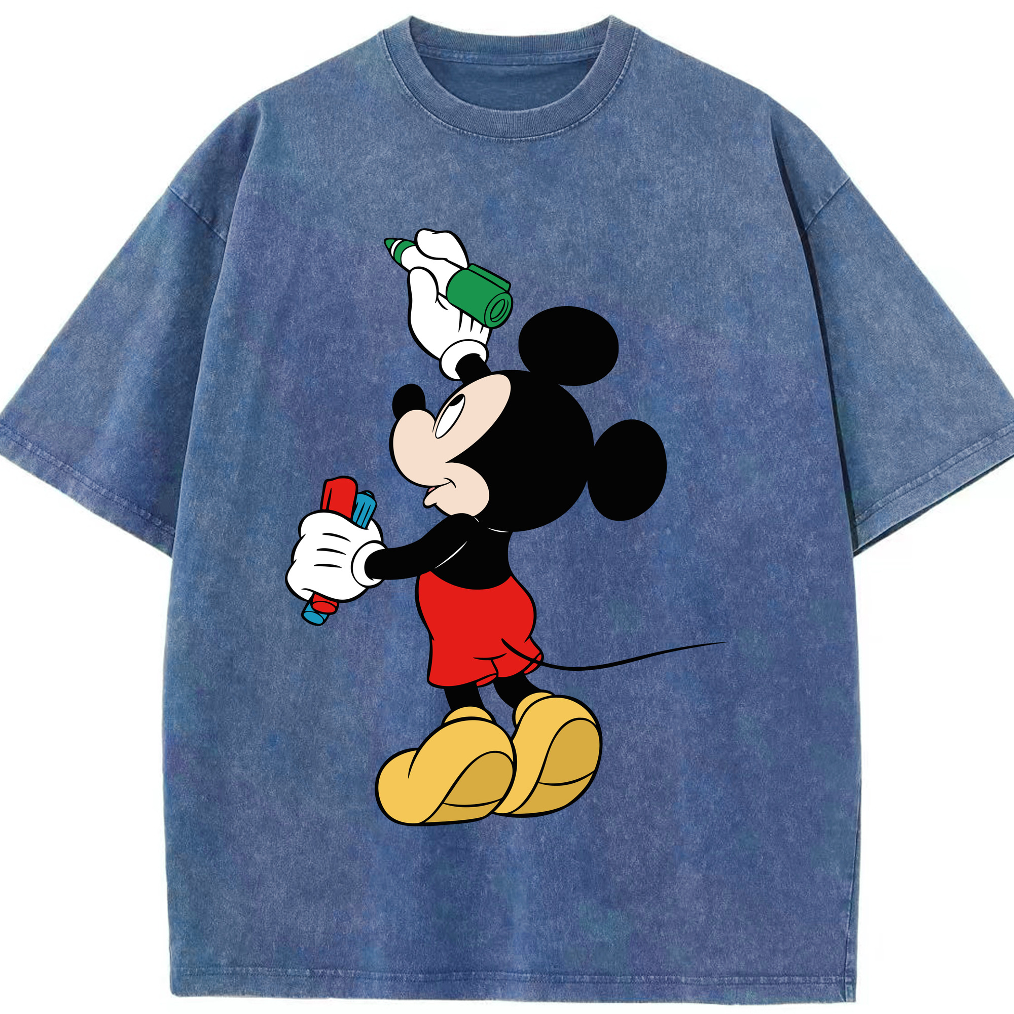 （画像用） ミッキーマウス Mickey Mouse 綿100% ヴィンテージ風 半袖Tシャツ（フロントプリント）