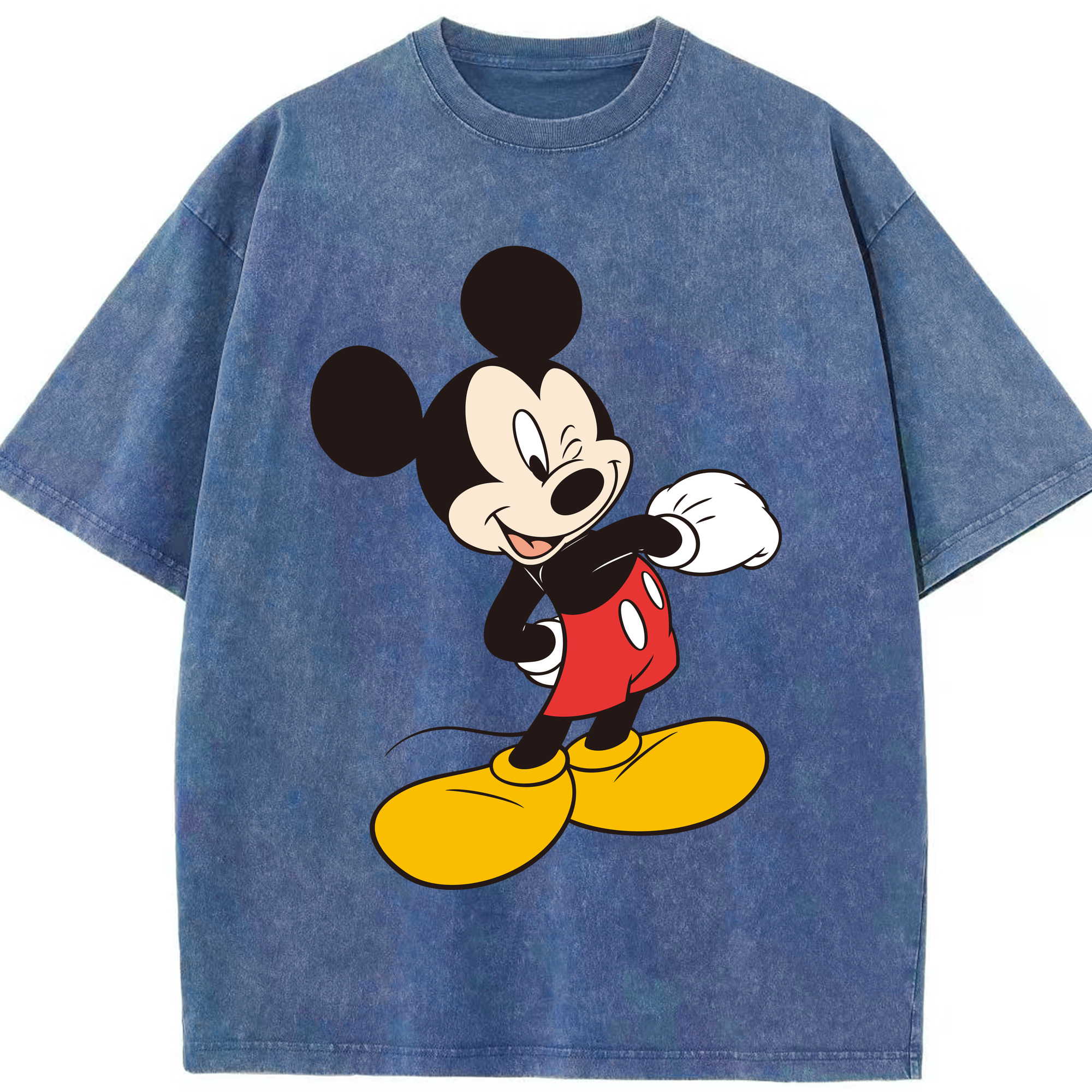 （画像用） ミッキーマウス Mickey Mouse 綿100% ヴィンテージ風 半袖Tシャツ（フロントプリント）