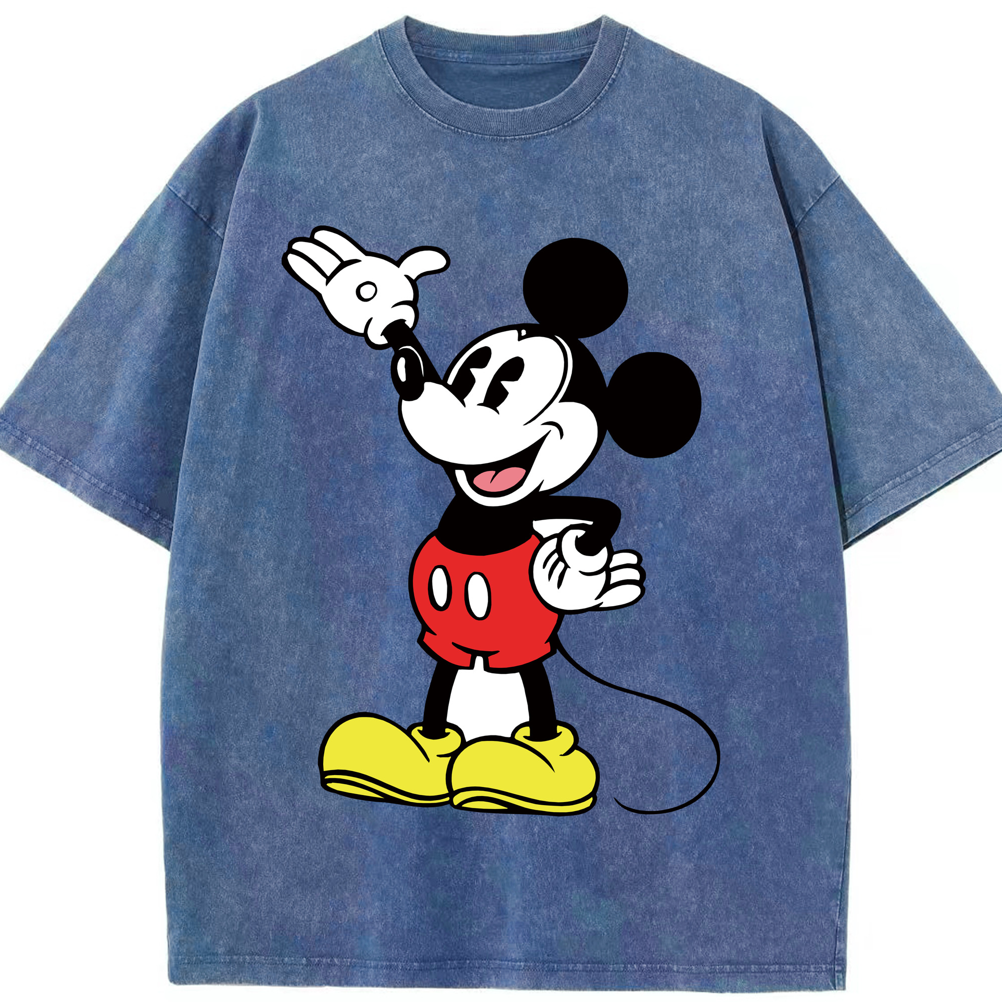 （画像用） ミッキーマウス Mickey Mouse 綿100% ヴィンテージ風 半袖Tシャツ（フロントプリント）