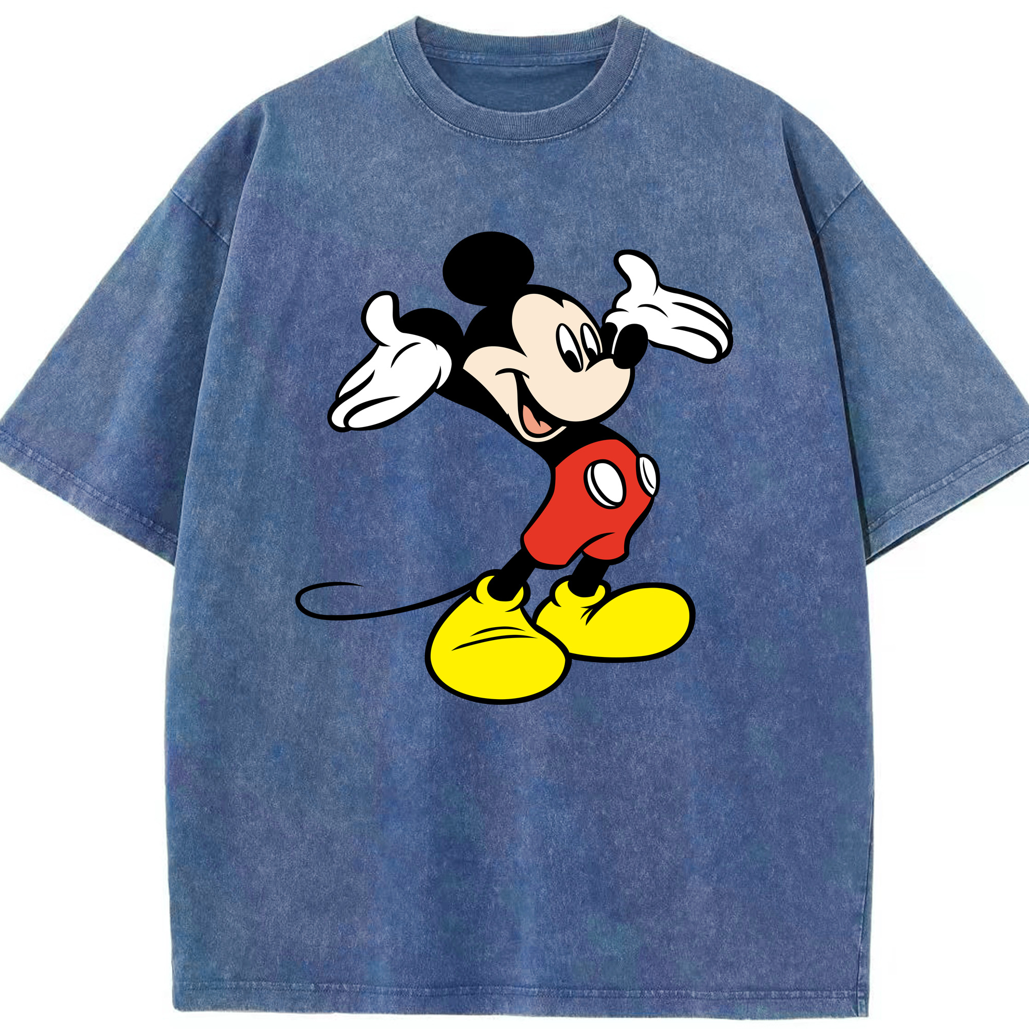 （画像用） ミッキーマウス Mickey Mouse 綿100% ヴィンテージ風 半袖Tシャツ（フロントプリント）